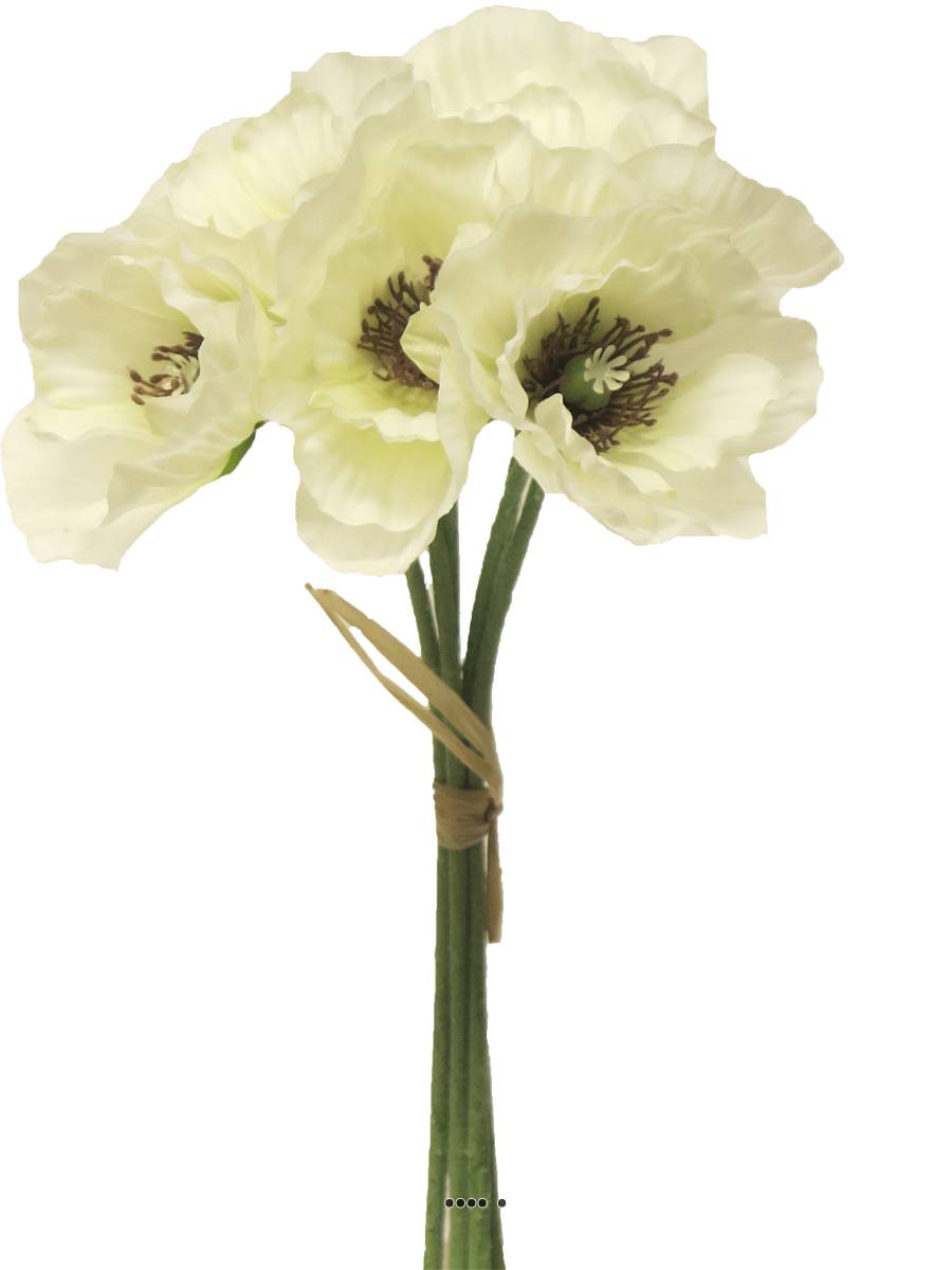 Bouquet de Pavot artificiel, H 29 cm Crème, ARTIFICIELLES