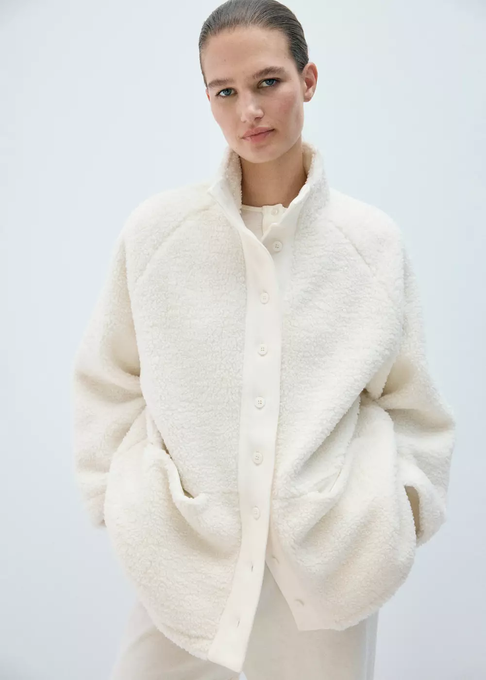 Cardigan effet mouton à boutons, MANGO