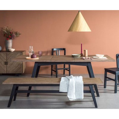 Table à manger extensible en bois recyclé 170/220cm style contemporain pieds noirs VITTORIA PIER IMPORT