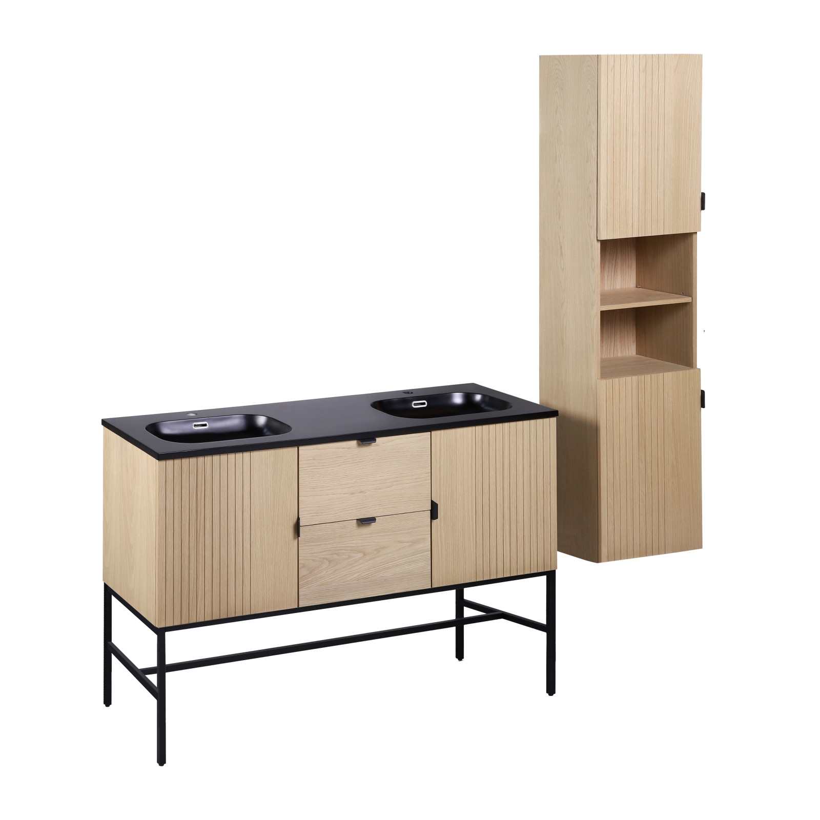 Meuble double vasque +pieds +colonne STUDIO, MOB IN