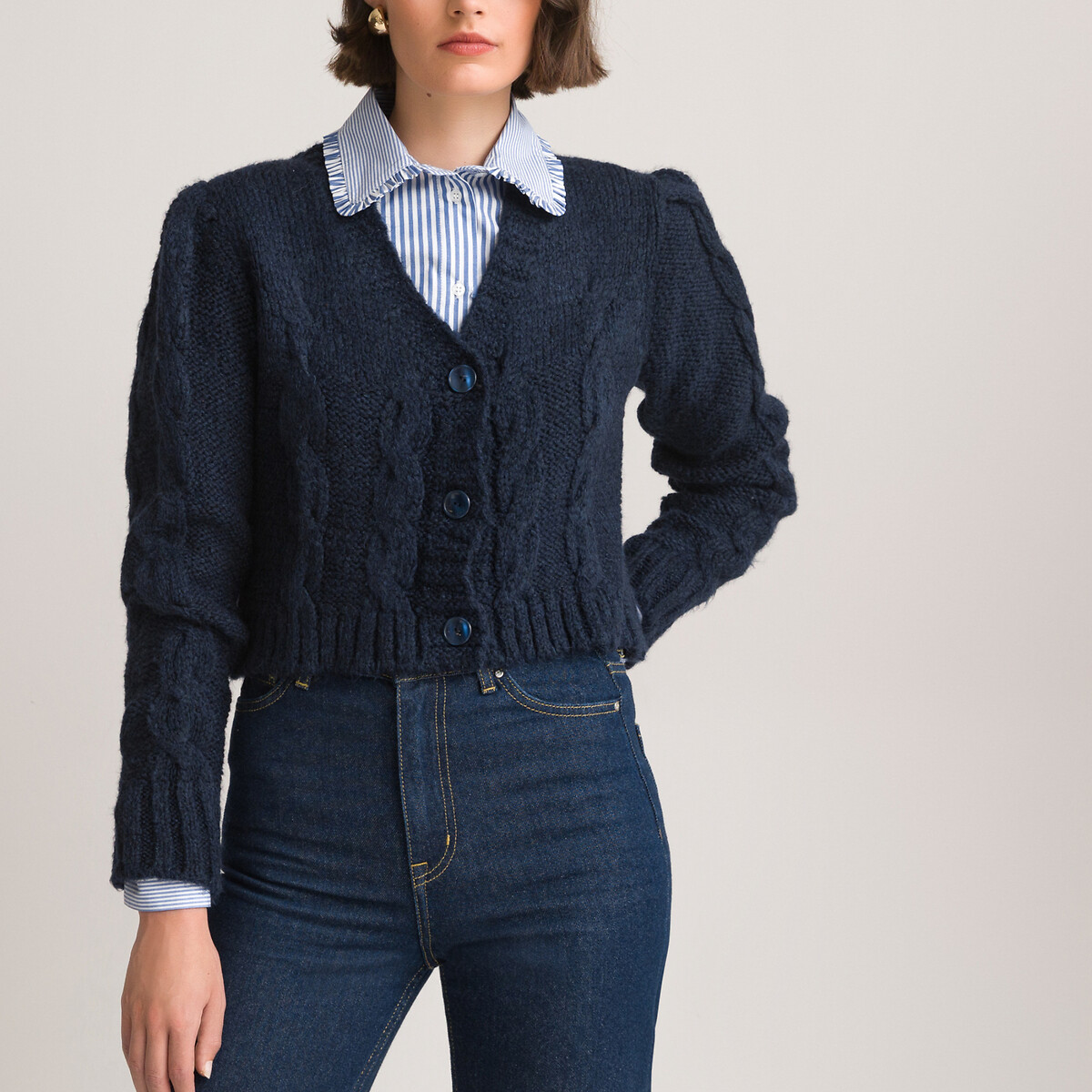 cable knit cropped cardigan