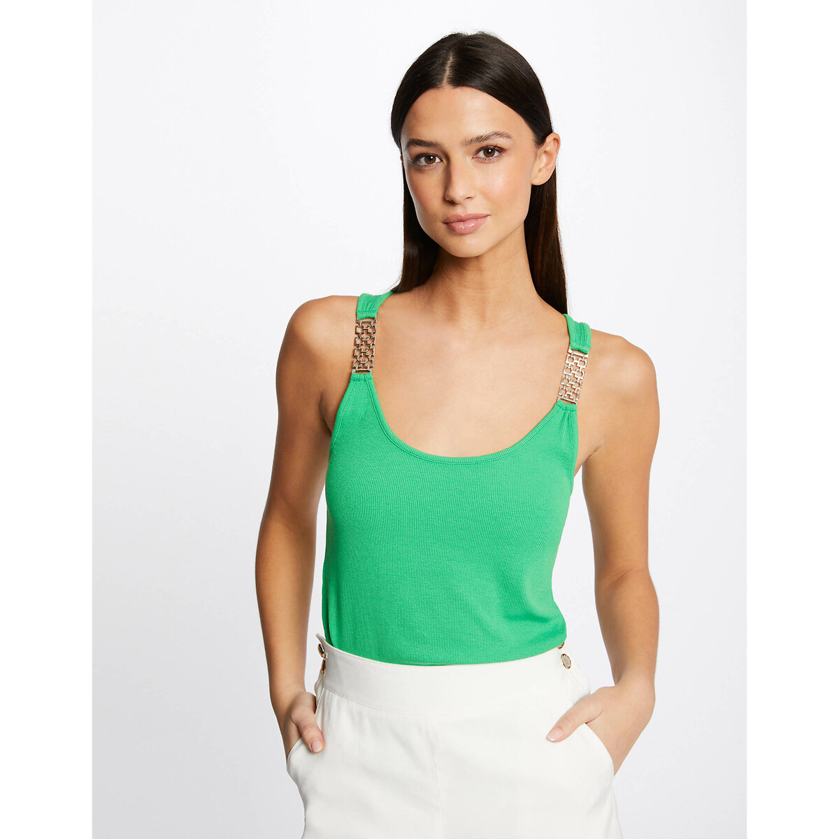 Vest Top with Jewelled Detail Straps
