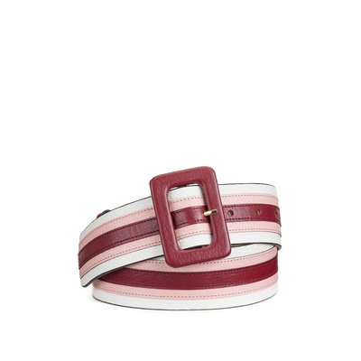 Tricolour Leather Belt with Square Buckle LA REDOUTE COLLECTIONS