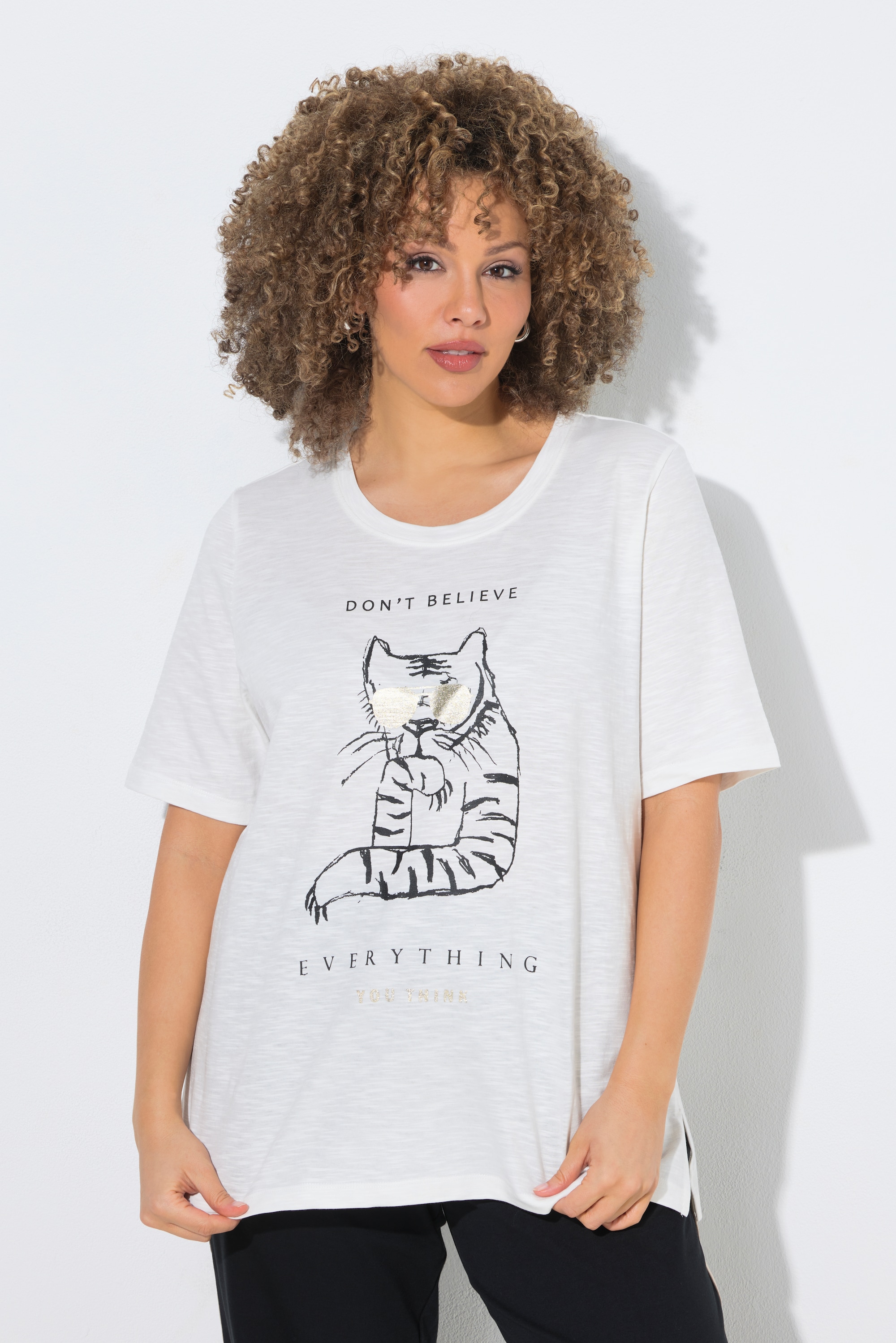 T-shirt oversize, motif chat, ULLA POPKEN