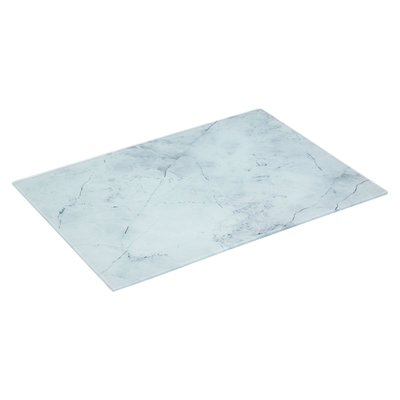 Planche à découper en verre trempé motif marbre blanc ATMOSPHERA