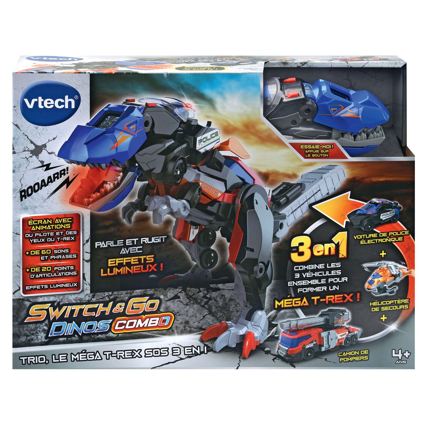Switch and go combo - trio le mega t-rex sos (3 en 1), VTECH