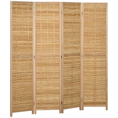 Paravent intérieur pliable 4 panneaux bois bambou HOMCOM