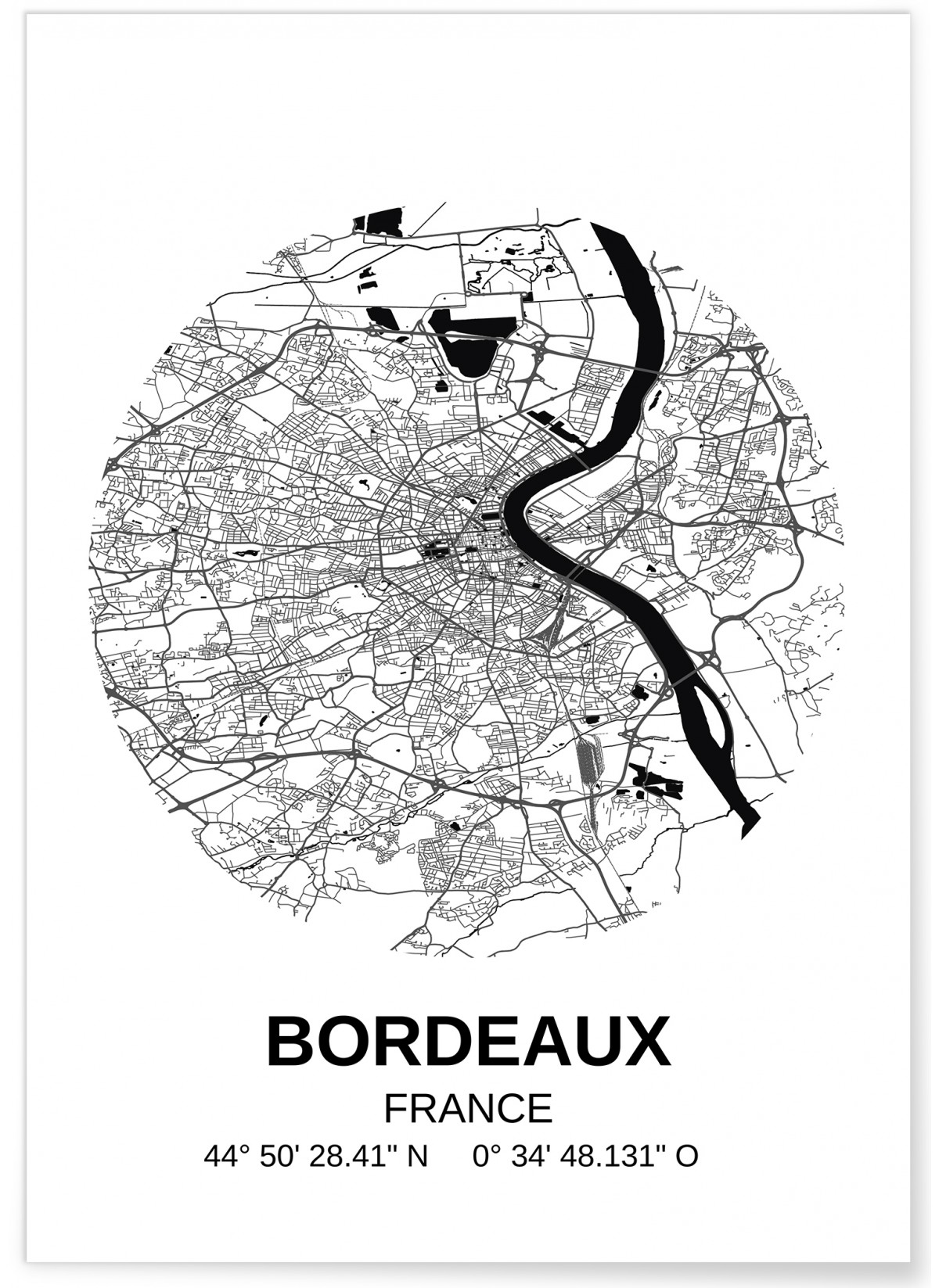 Poster Carte Bordeaux, L'AFFICHERIE