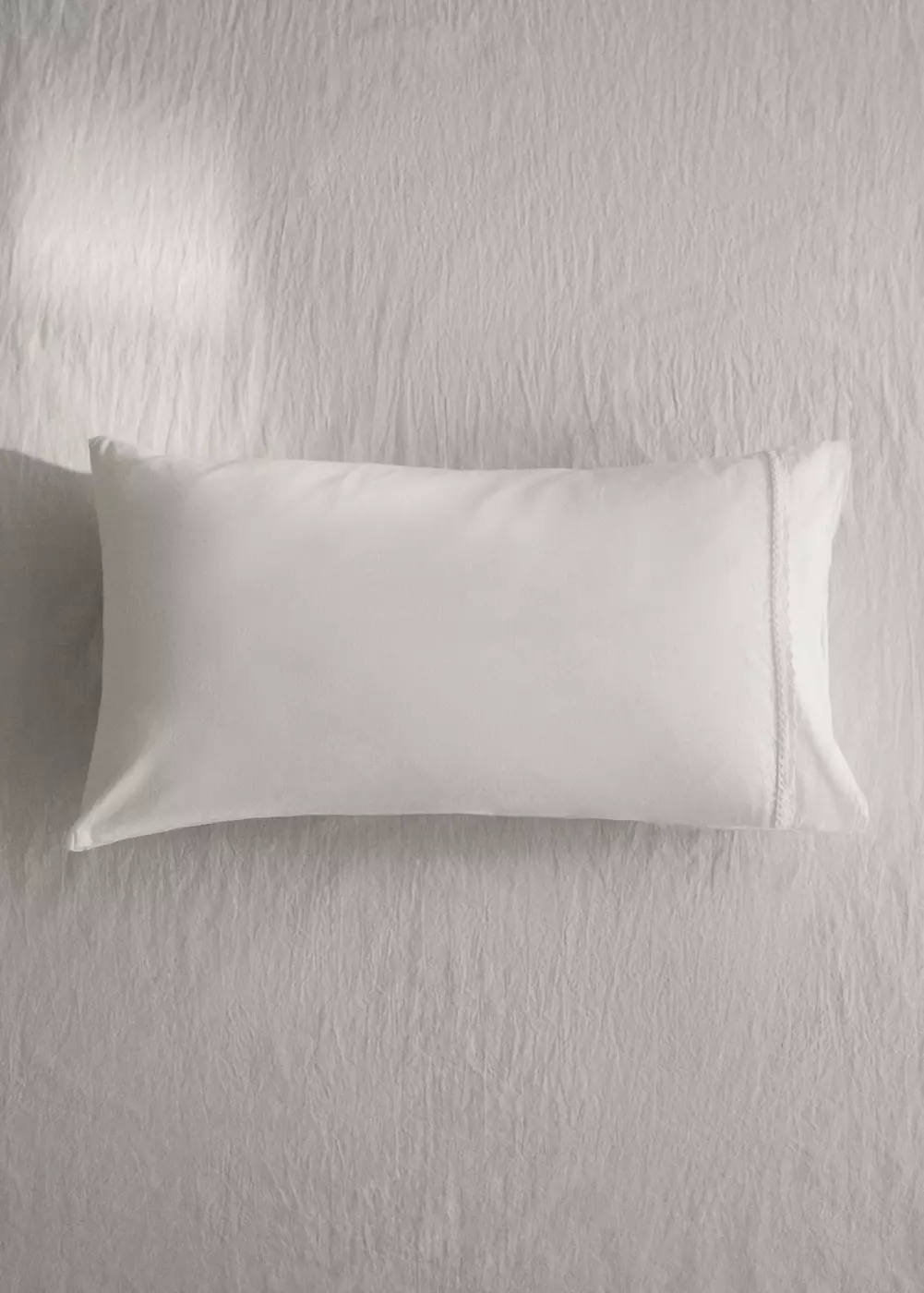 Taie d’oreiller enfant coton lavé dentelle volant 30x50 cm, MANGO HOME