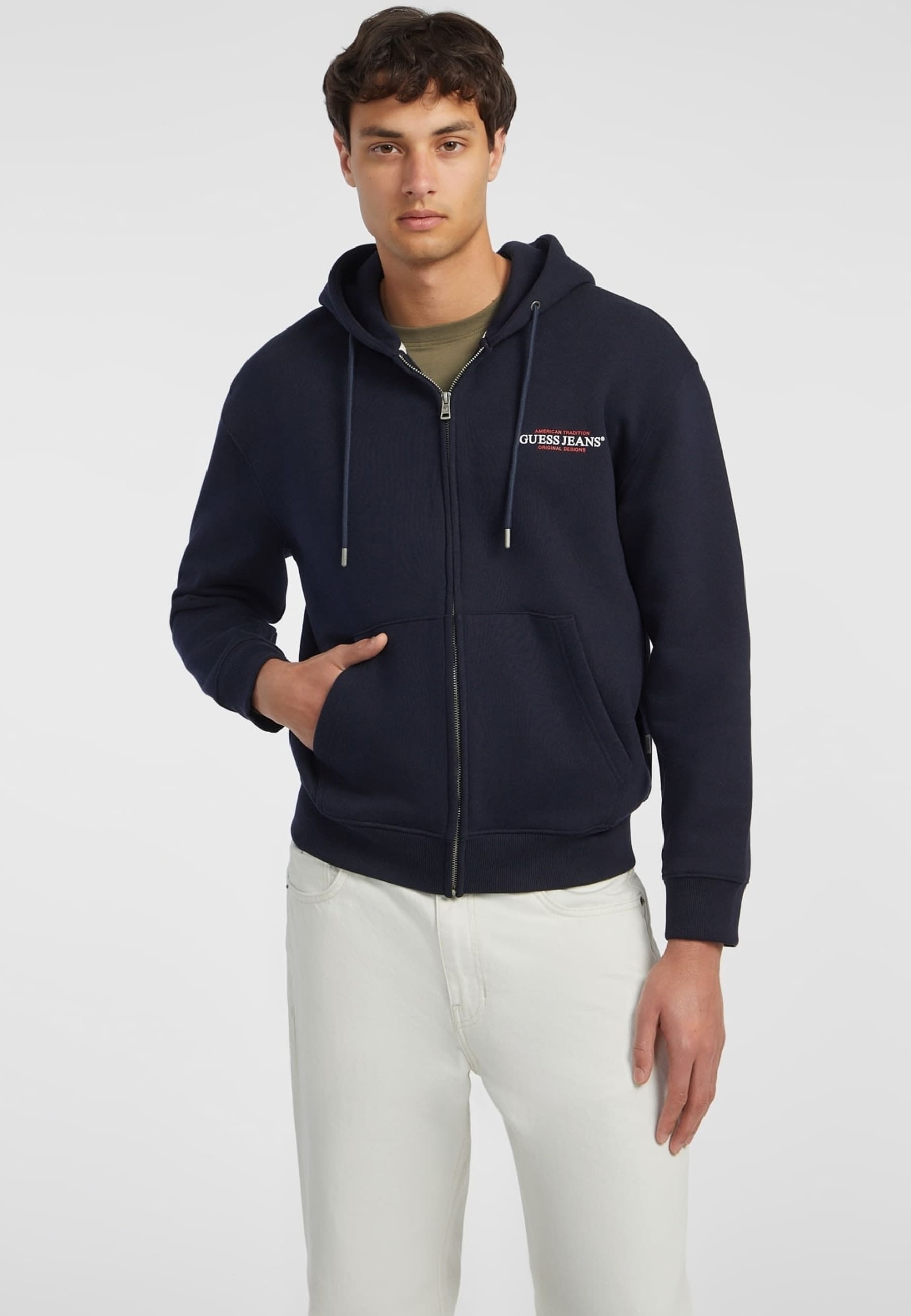 Sweat-Shirt Zippé À Capuche American Tradition, GUESS JEANS