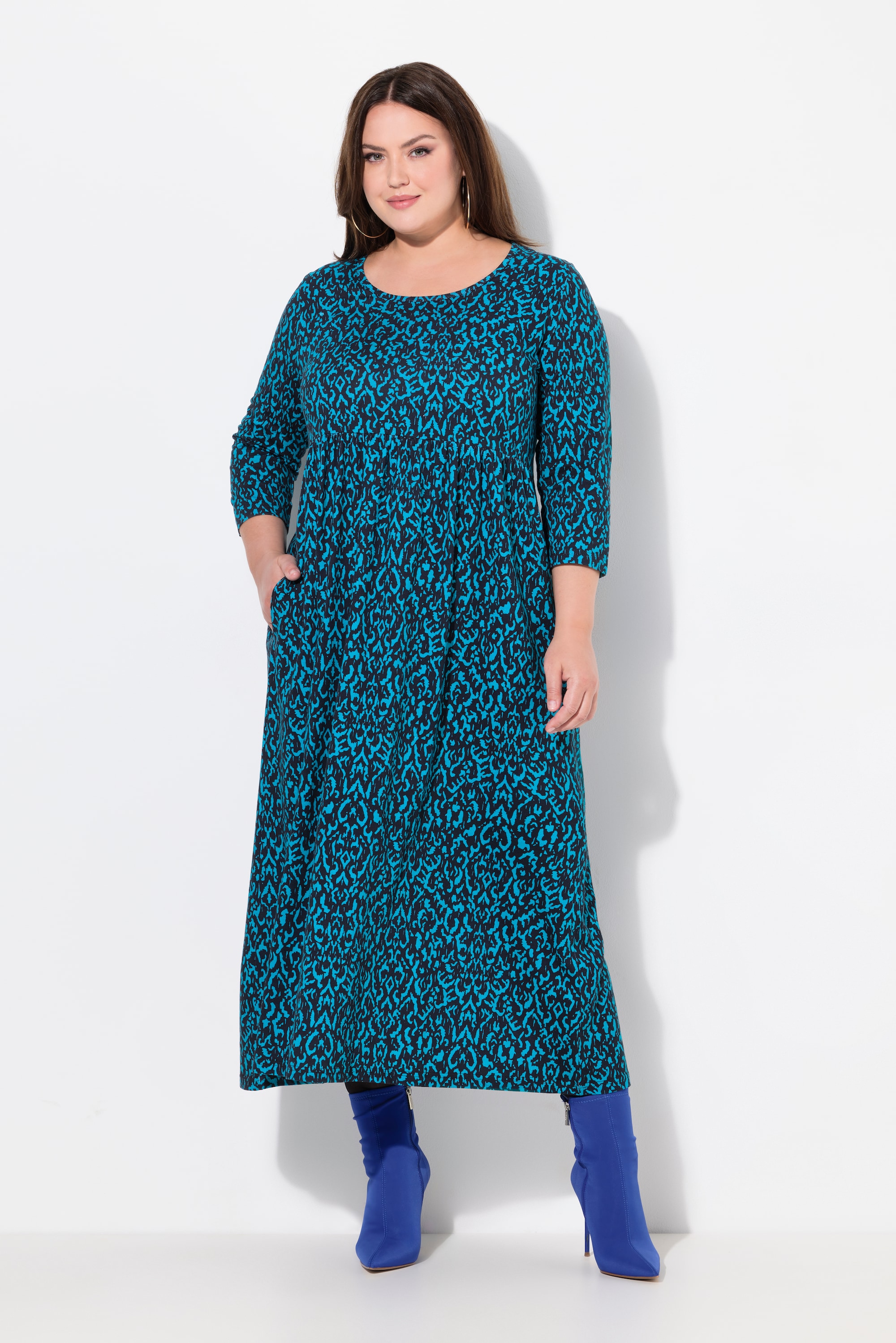 Robe en jersey coupe évasée, poches, ULLA POPKEN