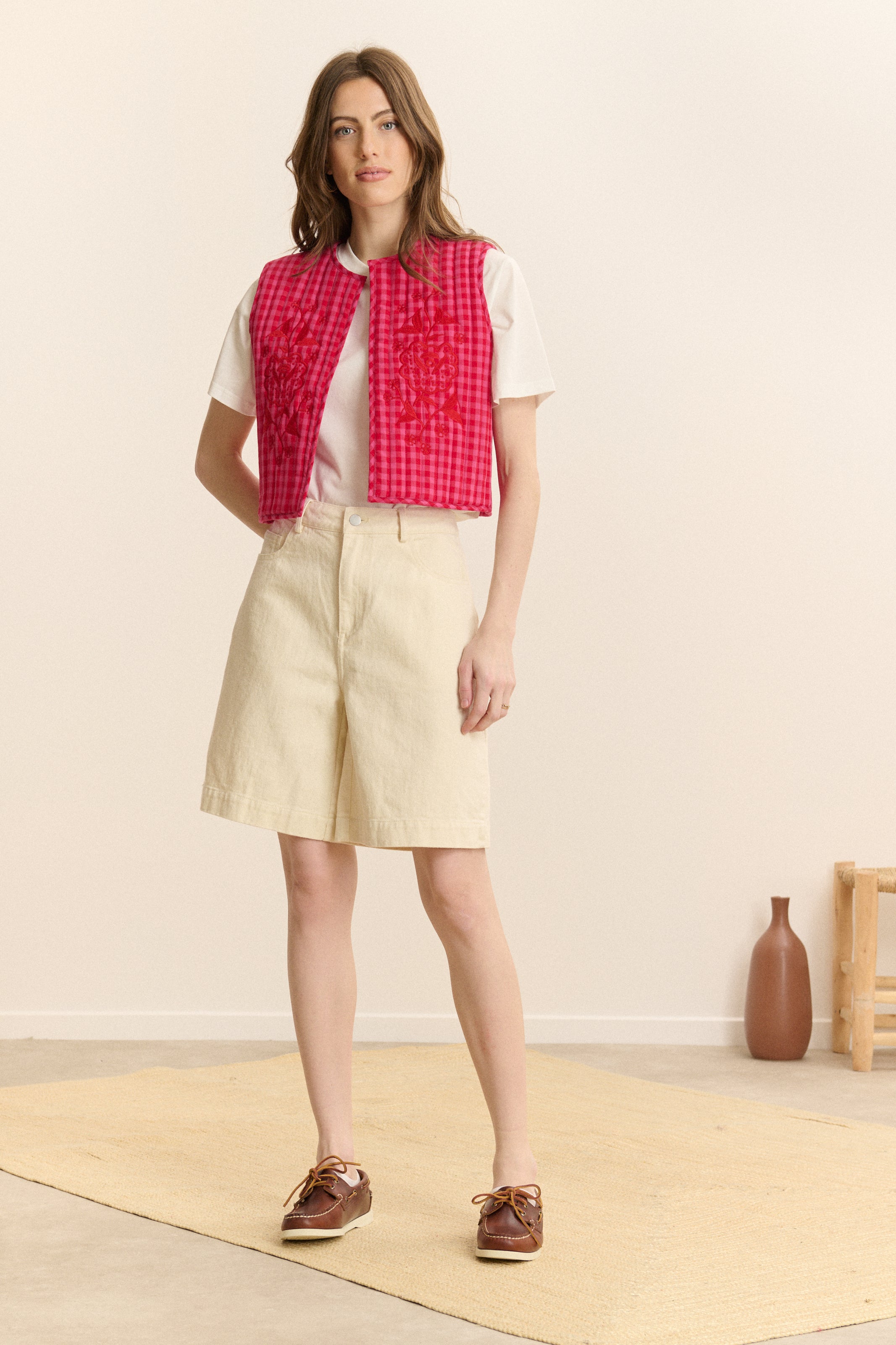 Veste matelassée à carreaux sans manches CLOVER, GARANCE PARIS 