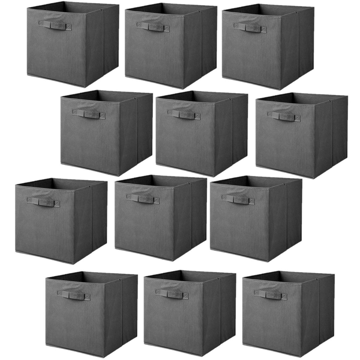 Lot de 6 cubes de rangement pliables gris en tissu non tissés - 30x30x30 cm  Couleur gris Calicosy