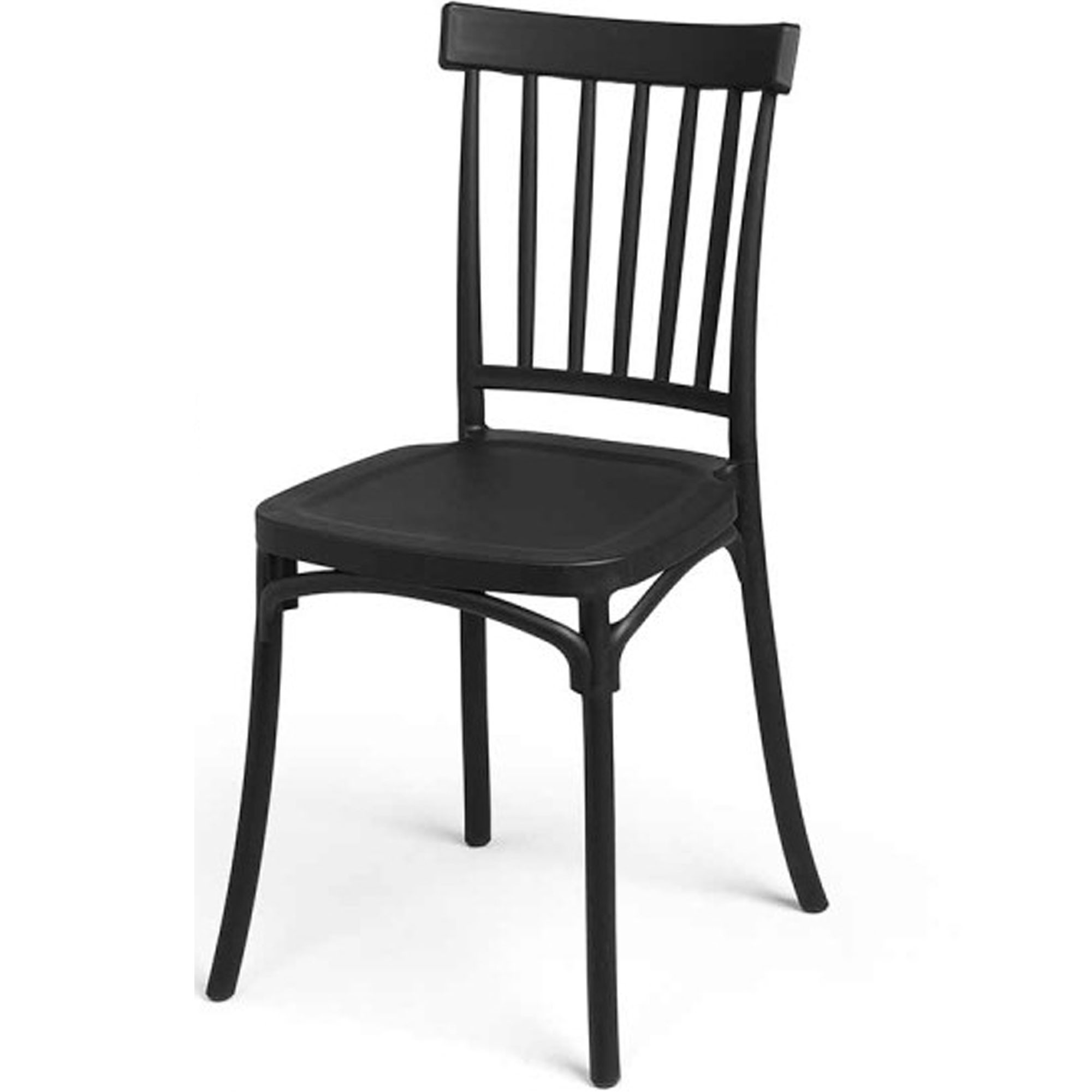Chaise en plastique noir barreaux empilable 45x42x81.5cm, WADIGA