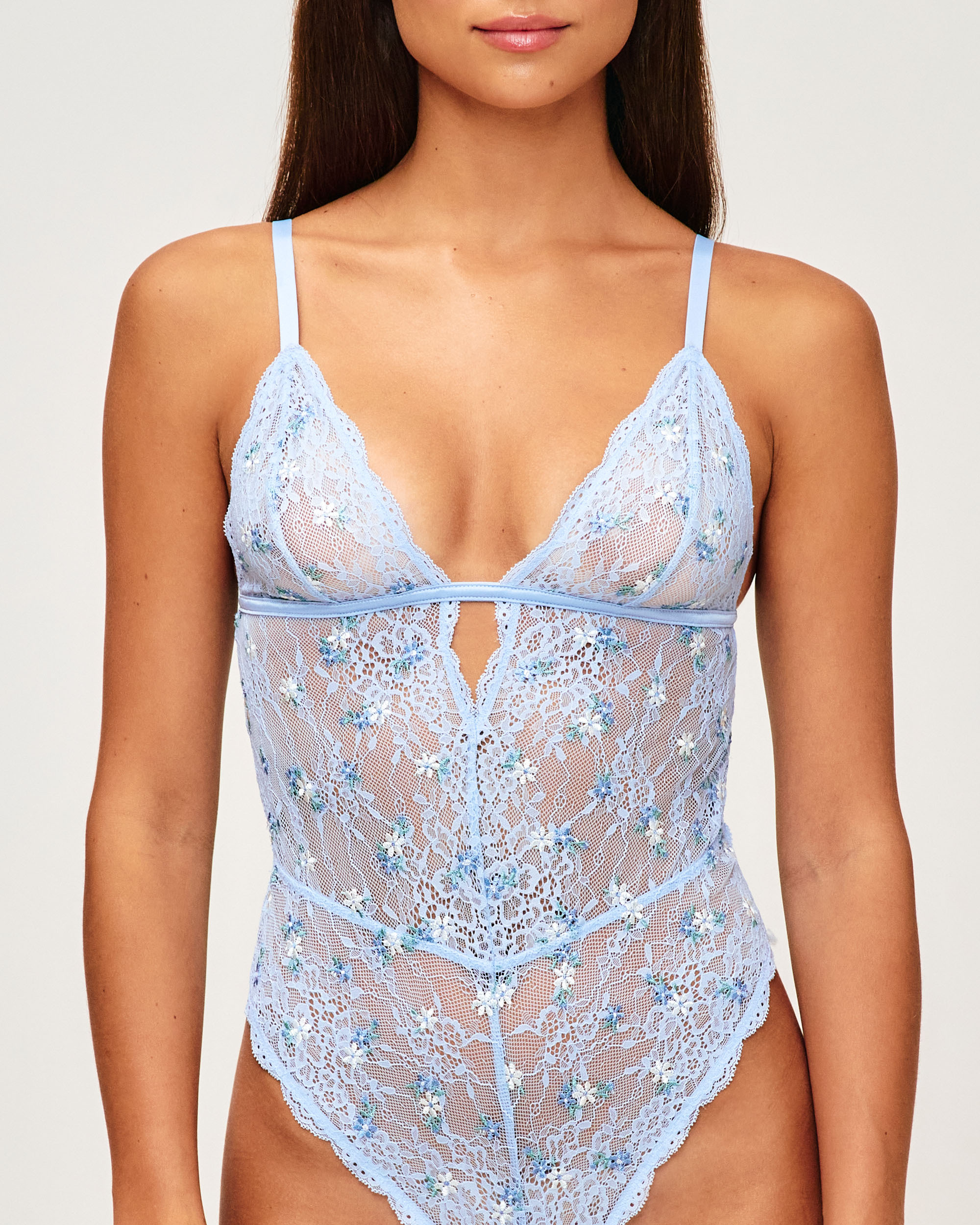 Body triangle en dentelle et broderie florale LACEDITSIZ, UNDIZ