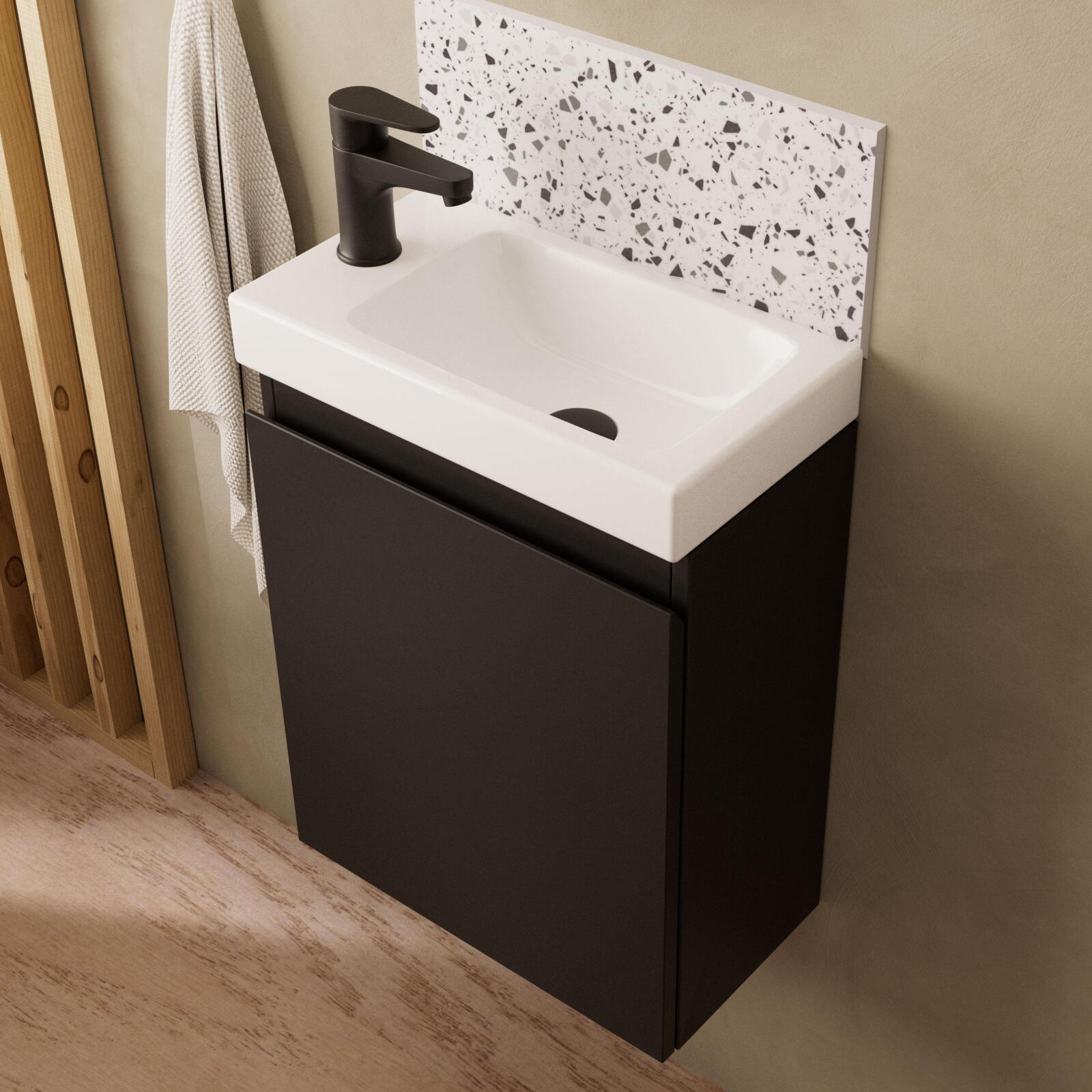Lave-Mains Blanc Lisa Avec Miroir - Meuble Vasque Salle De Bain (41x54 Cm)