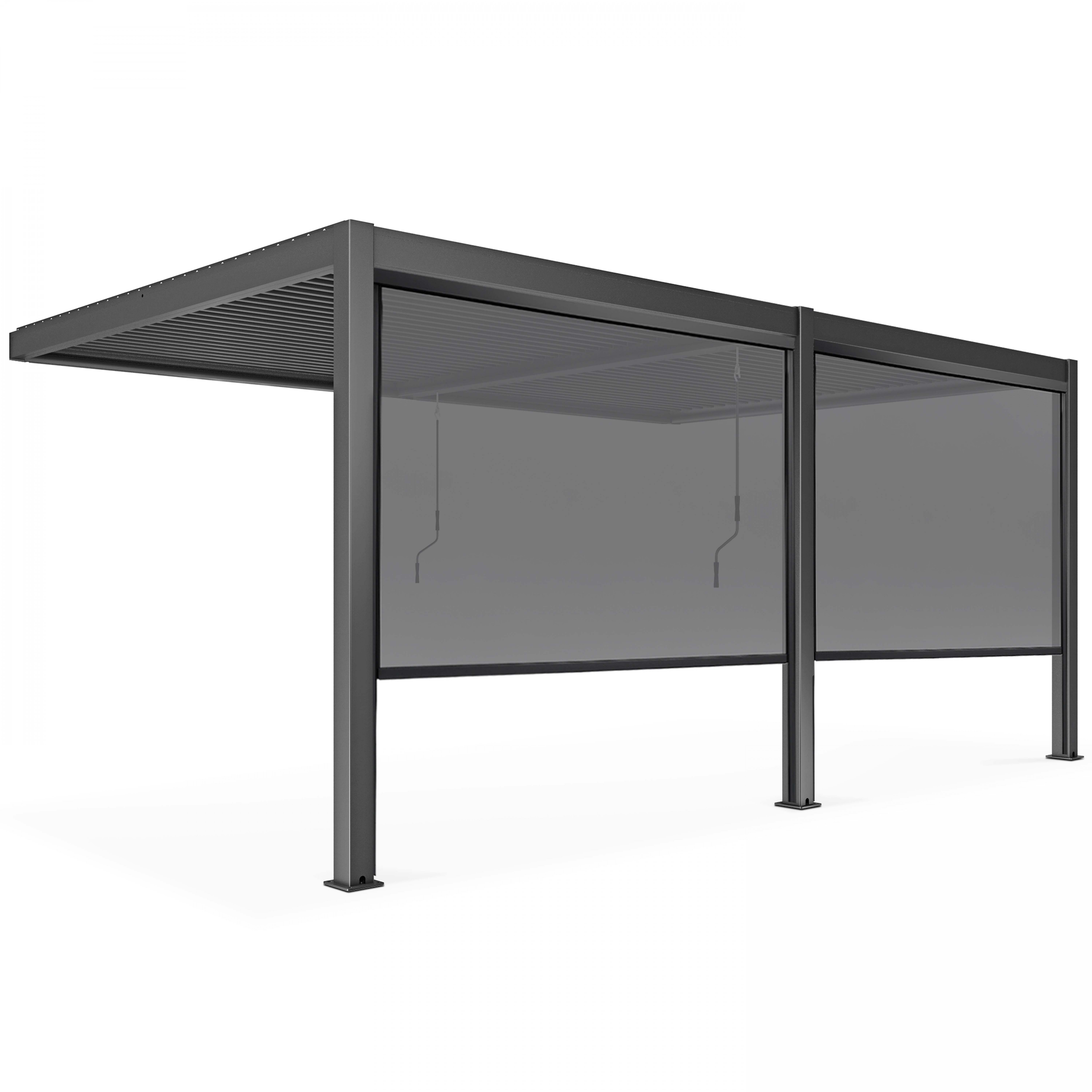 Pergola bioclimatique adossée 3x6m et 2 Stores 2,66 x 2,34m, OVIALA