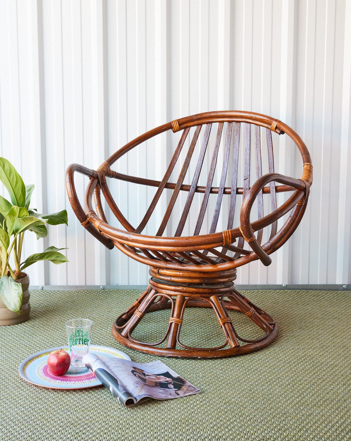 Fauteuil en rotin Ernest N°874 - Bon état, DEBONGOUT