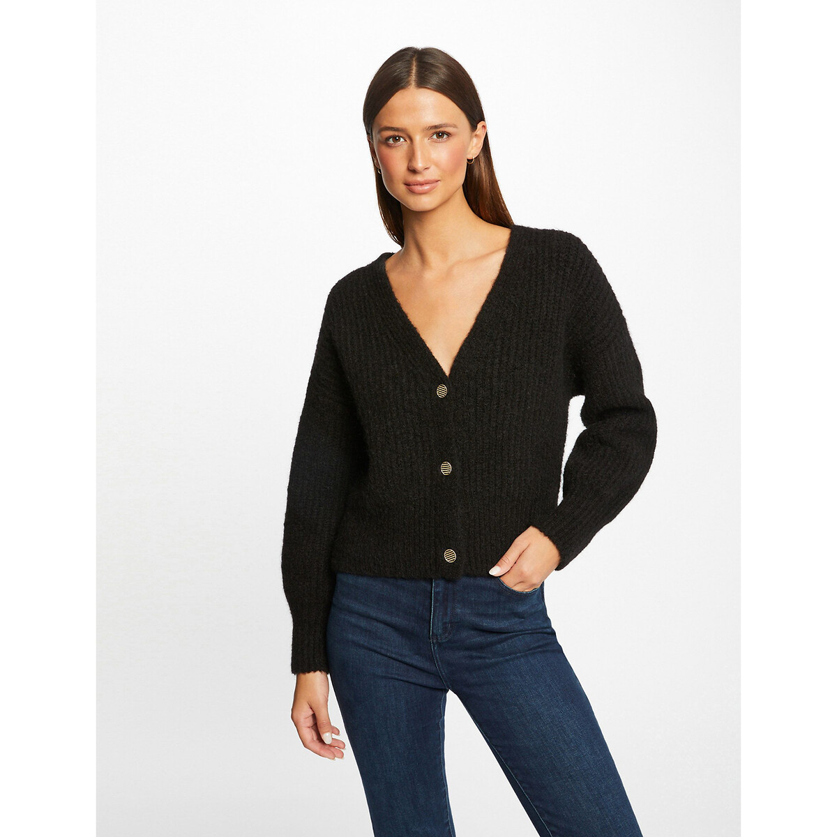 Buttoned Regular Fit Cardigan with V-Neck
