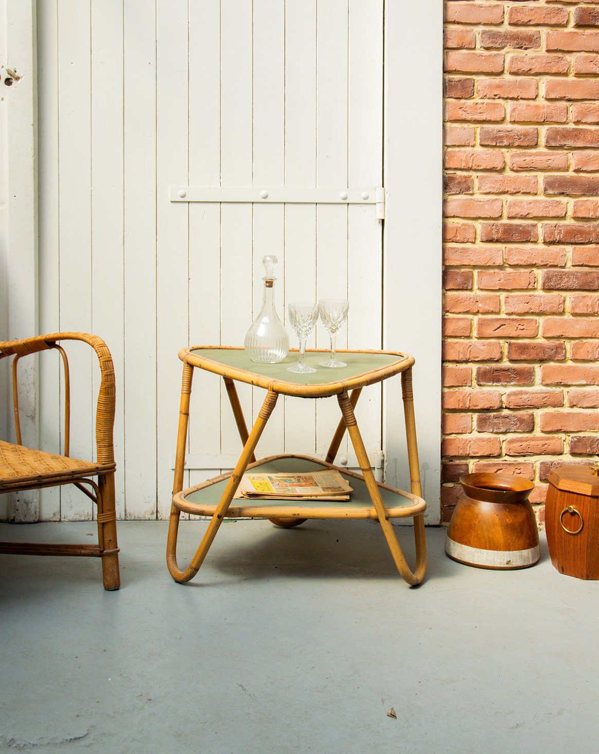 Table d'appoint en osier Francine N°249 - Bon état, DEBONGOUT
