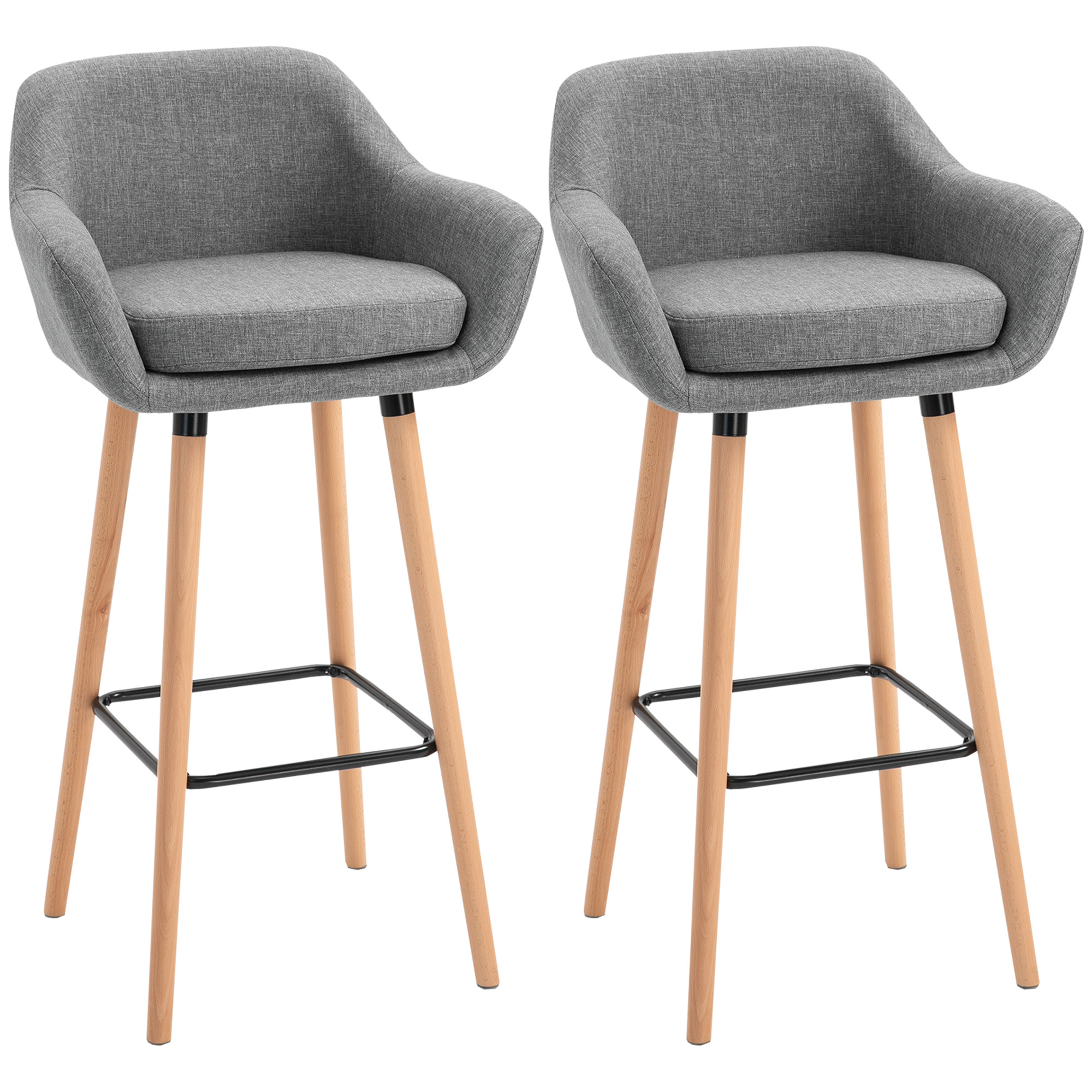 Tabouret de bar Lin Gris foncé, HOMCOM