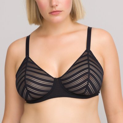 Full Cup Bra in Striped Tulle LA REDOUTE COLLECTIONS PLUS