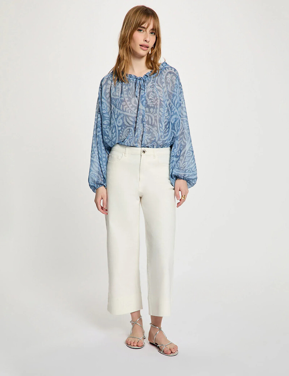 Blouse imprimée col v, MORGAN