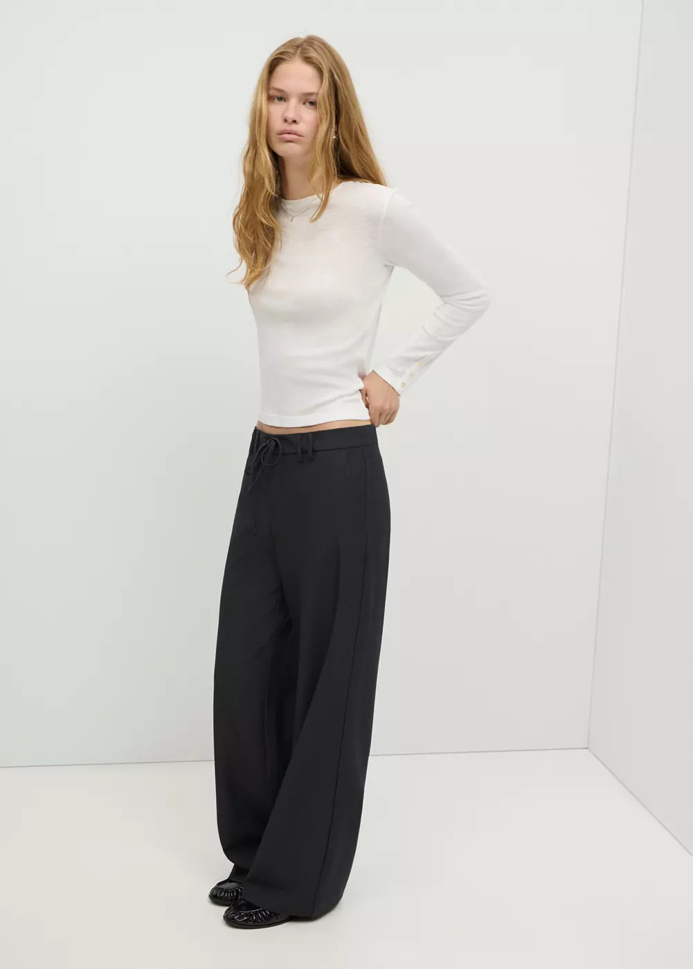 Pantalon droit détail nœud, MANGO TEEN