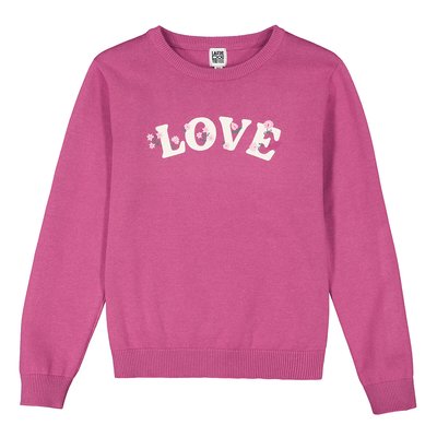 Slogan Print Jumper in Fine Knit with Crew Neck LA REDOUTE COLLECTIONS
