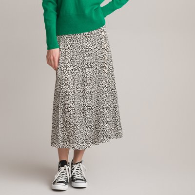 Animal Print Midaxi Skirt with Button Fastening LA REDOUTE COLLECTIONS