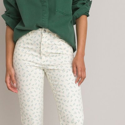 Floral Print Straight Jeans with High Waist, Length 26.5" LA REDOUTE COLLECTIONS