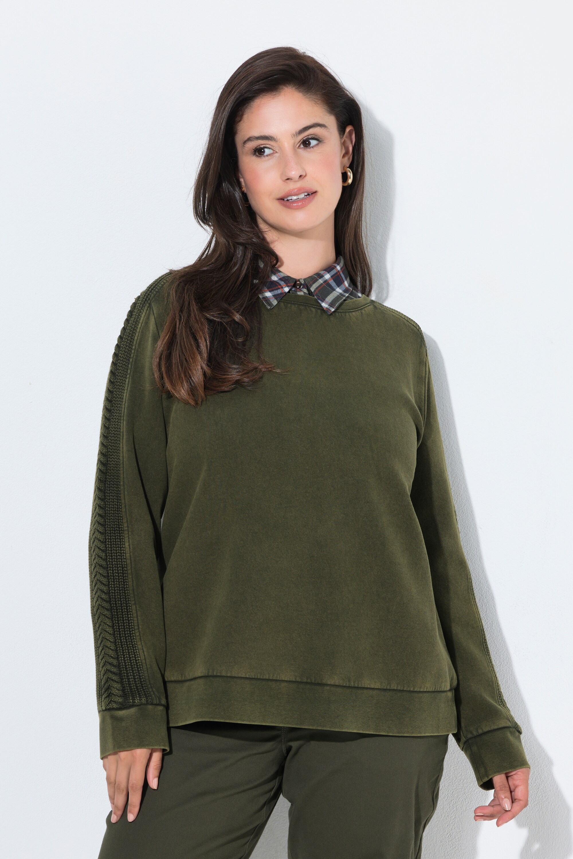 Sweat-shirt, empiècements en maille côtelé, ULLA POPKEN