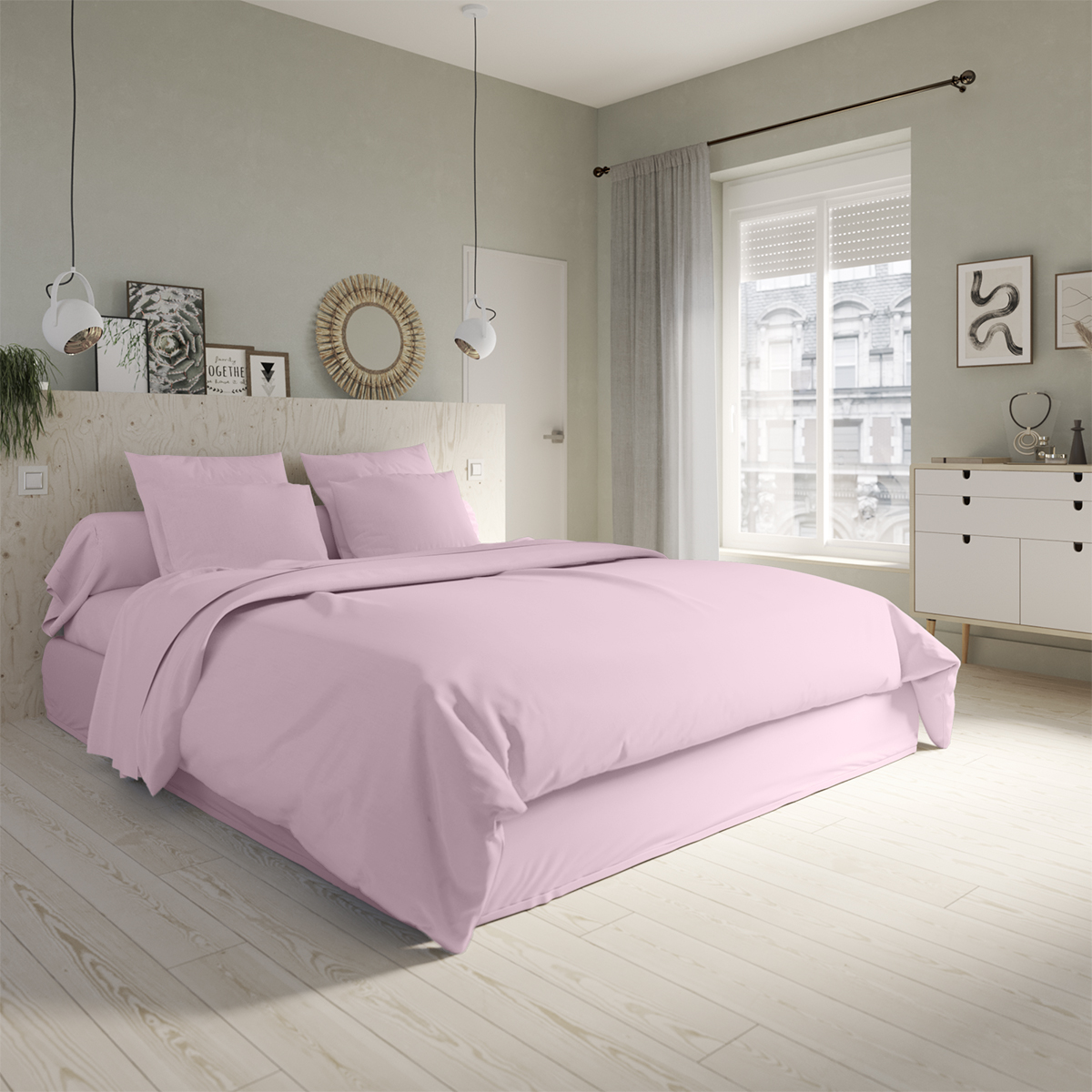 Housse De Couette 100% Coton Peigné STUDIO - Fuchsia, 57 Fils/cm², Finition Bouteille