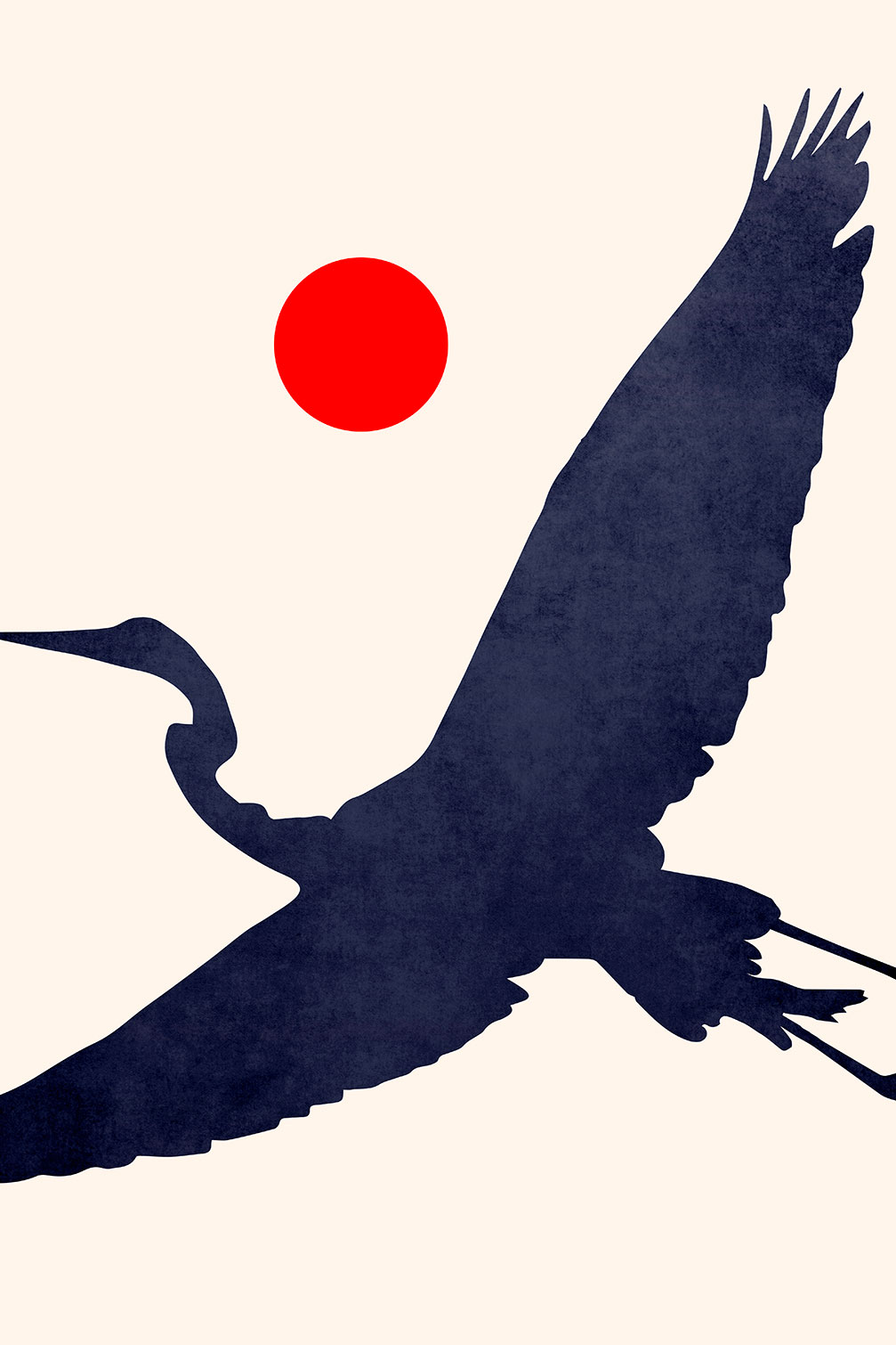 Tableau animaux Grue au soleil levant, HEXOA