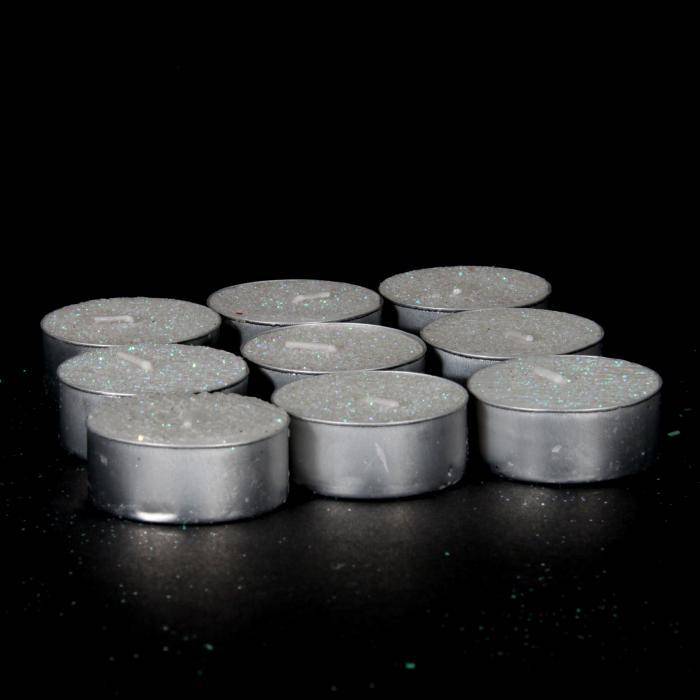 Lot de 9 bougies chauffe-plat pailletées 12 g, FEERIC LIGHTS & CHRISTMAS