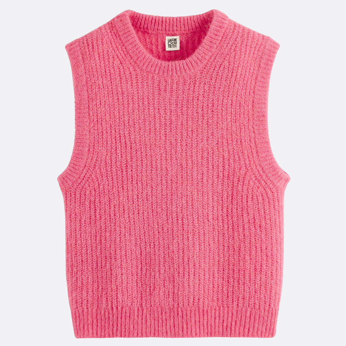 Alpaca mix knitted vest top with crew neck La Redoute