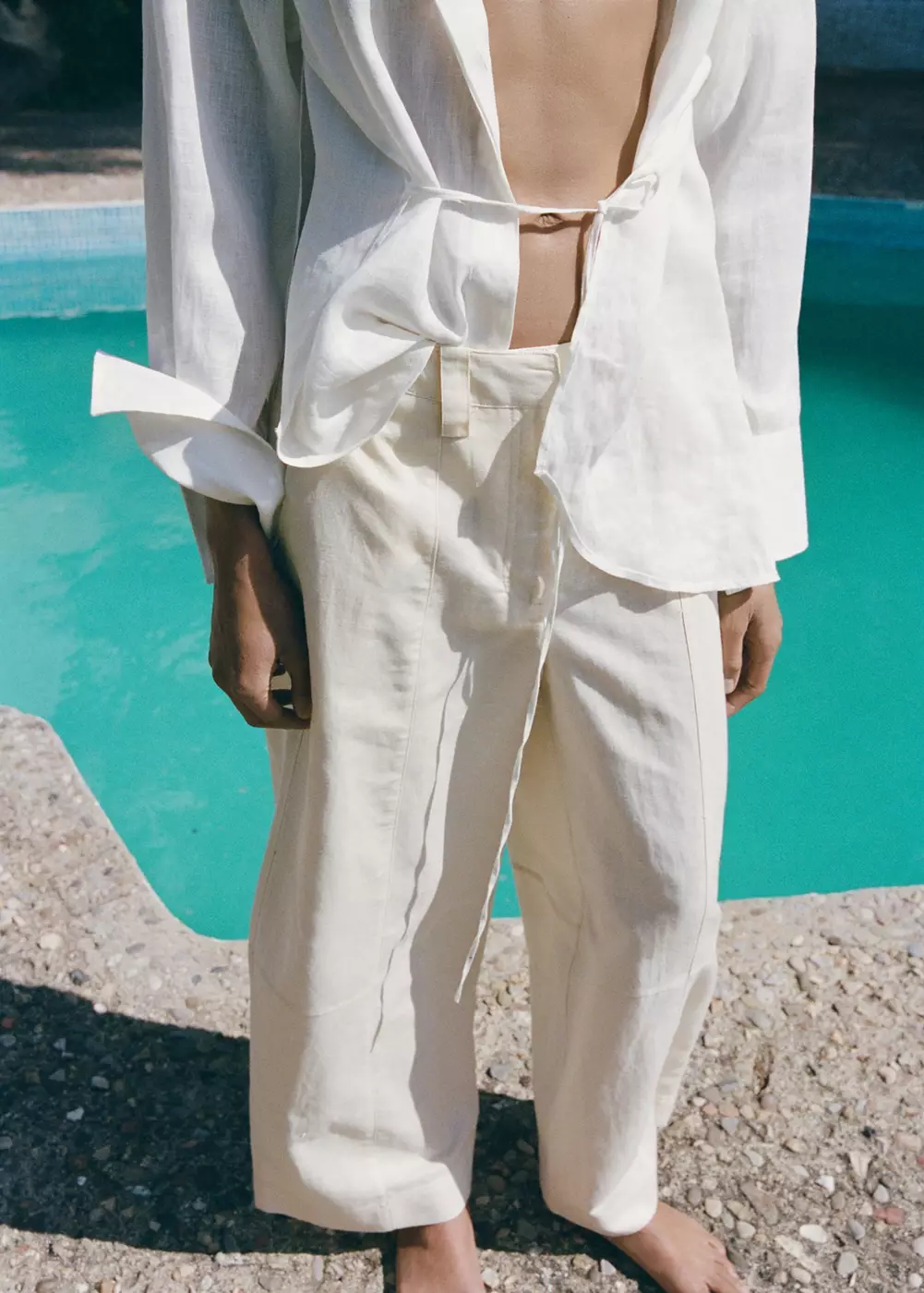 Pantalon balloon en lin, MANGO