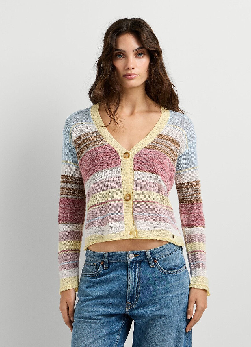 Gilet col V à rayures, PEPE JEANS