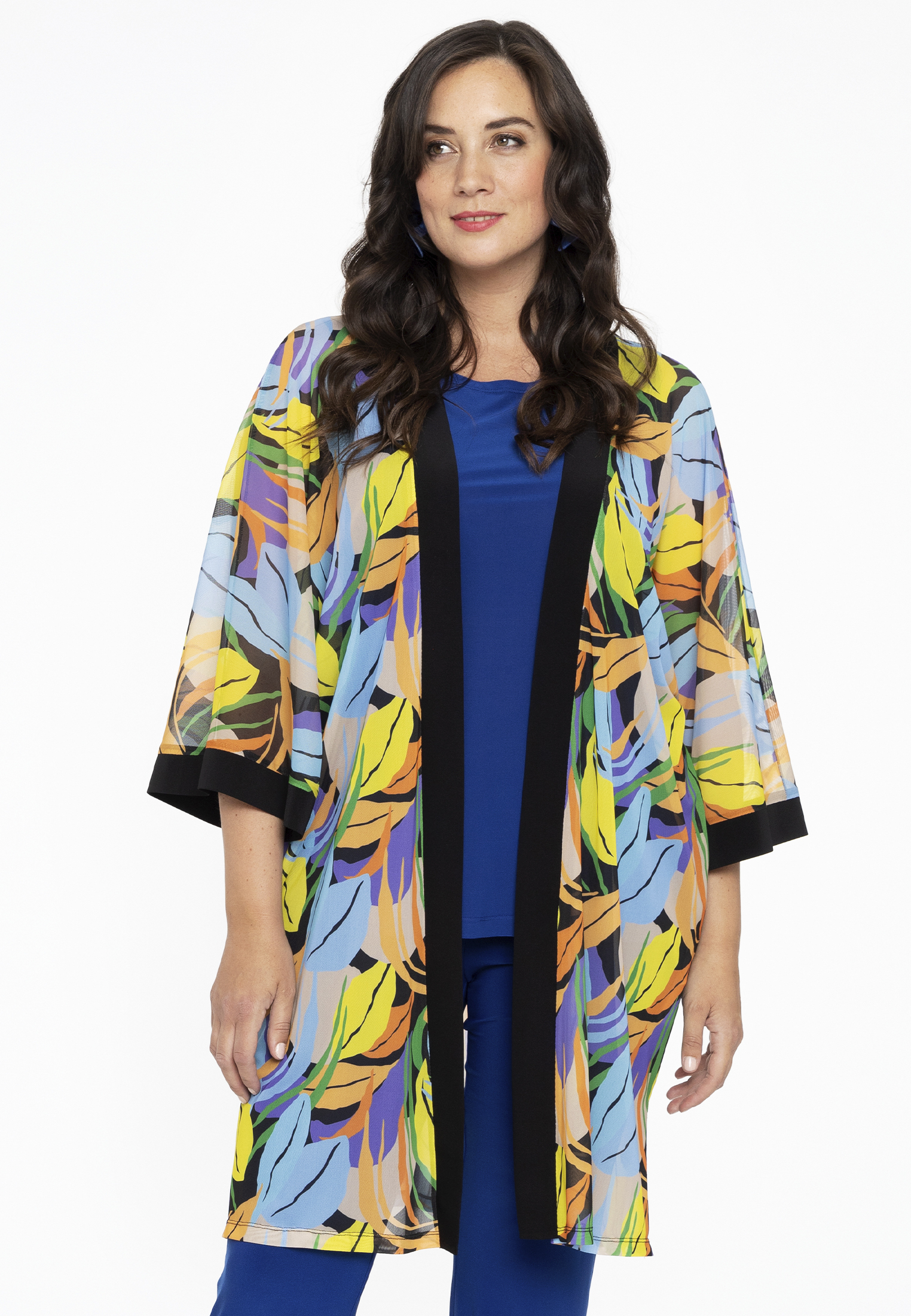 Veste Kimono Oasis à Manches Larges Fleuries - Taille Unique, Ample, Occasion Très Bon état