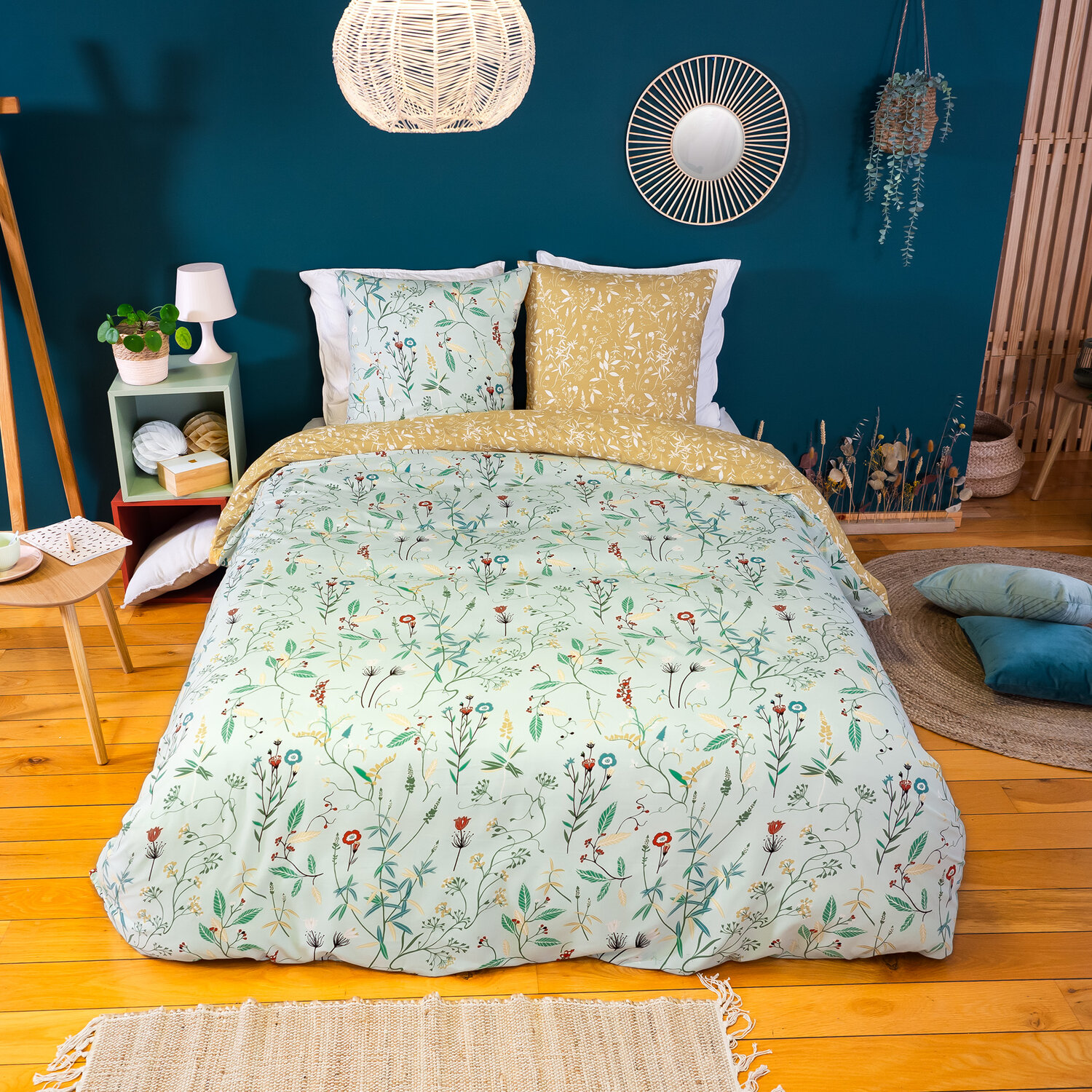 Parure housse de couette en microfibre imprimée, Florissane, C DESIGN HOME TEXTILE