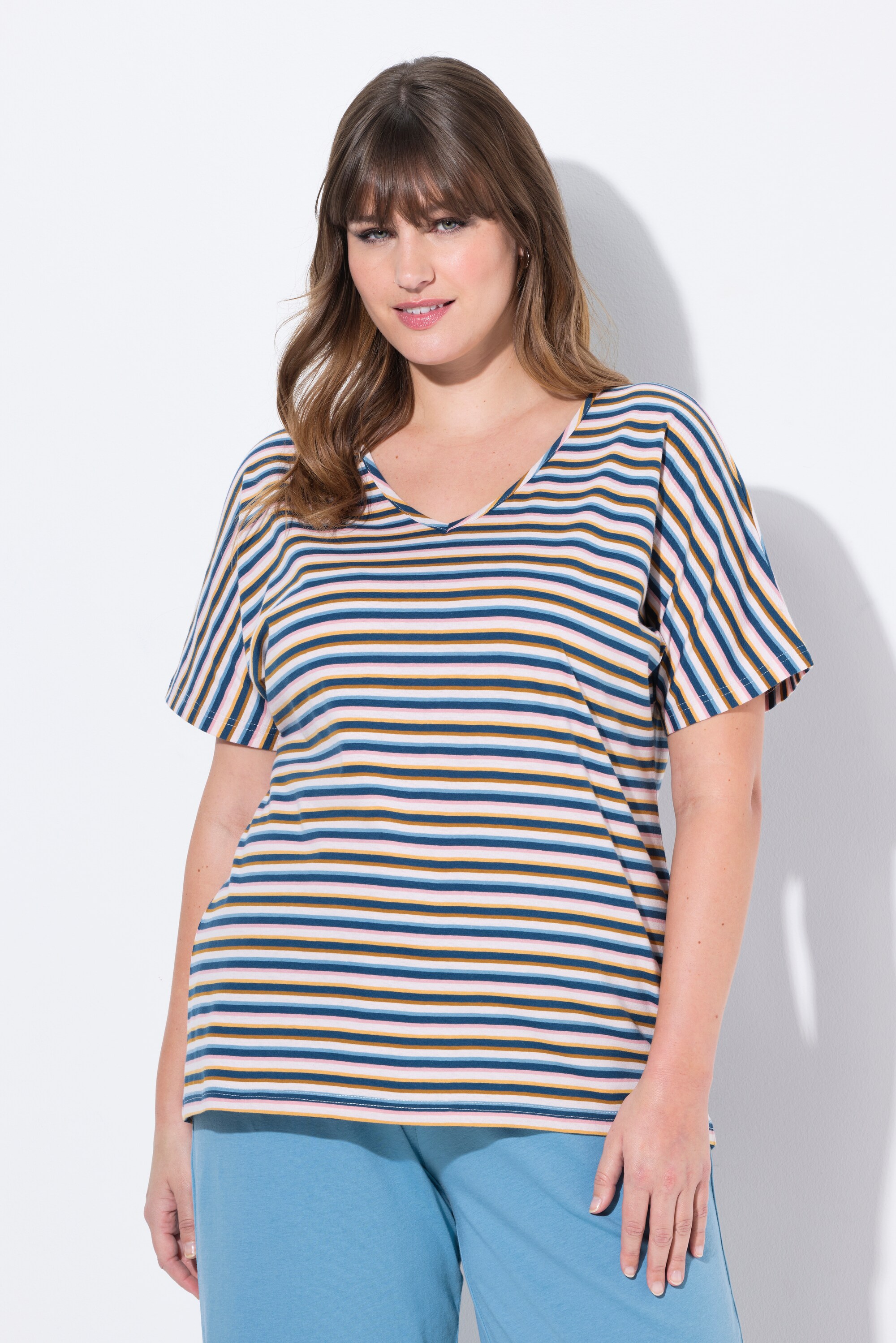 T-shirt de nuit, rayures, col en V, ULLA POPKEN