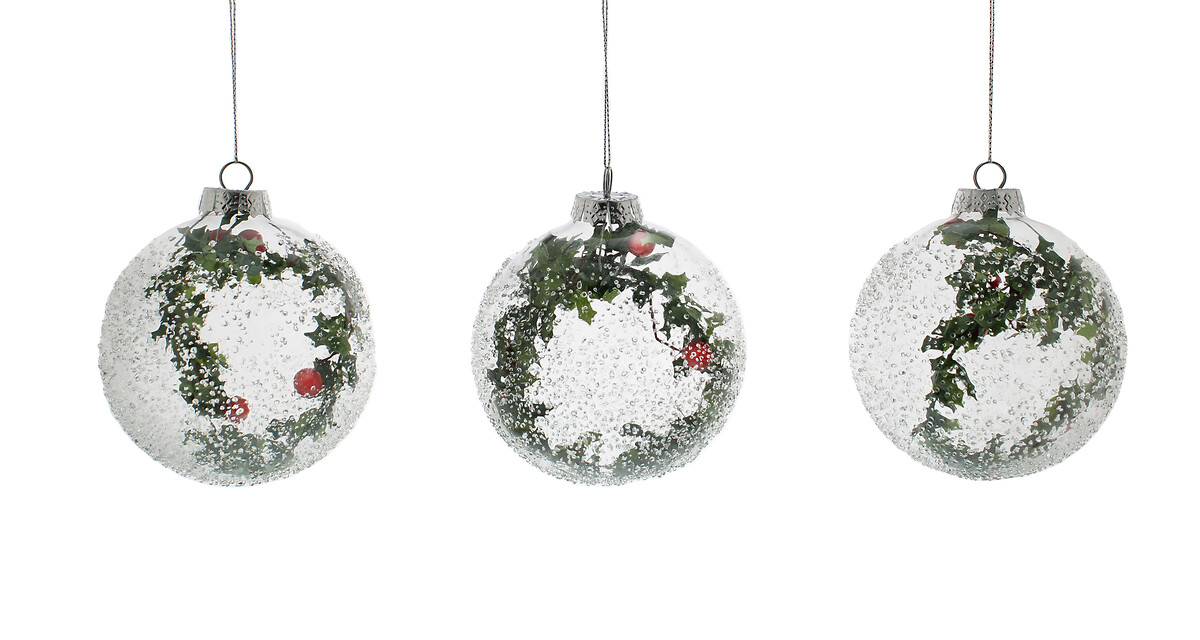 Set of 3 Foliage Filled Baubles, SO'HOME