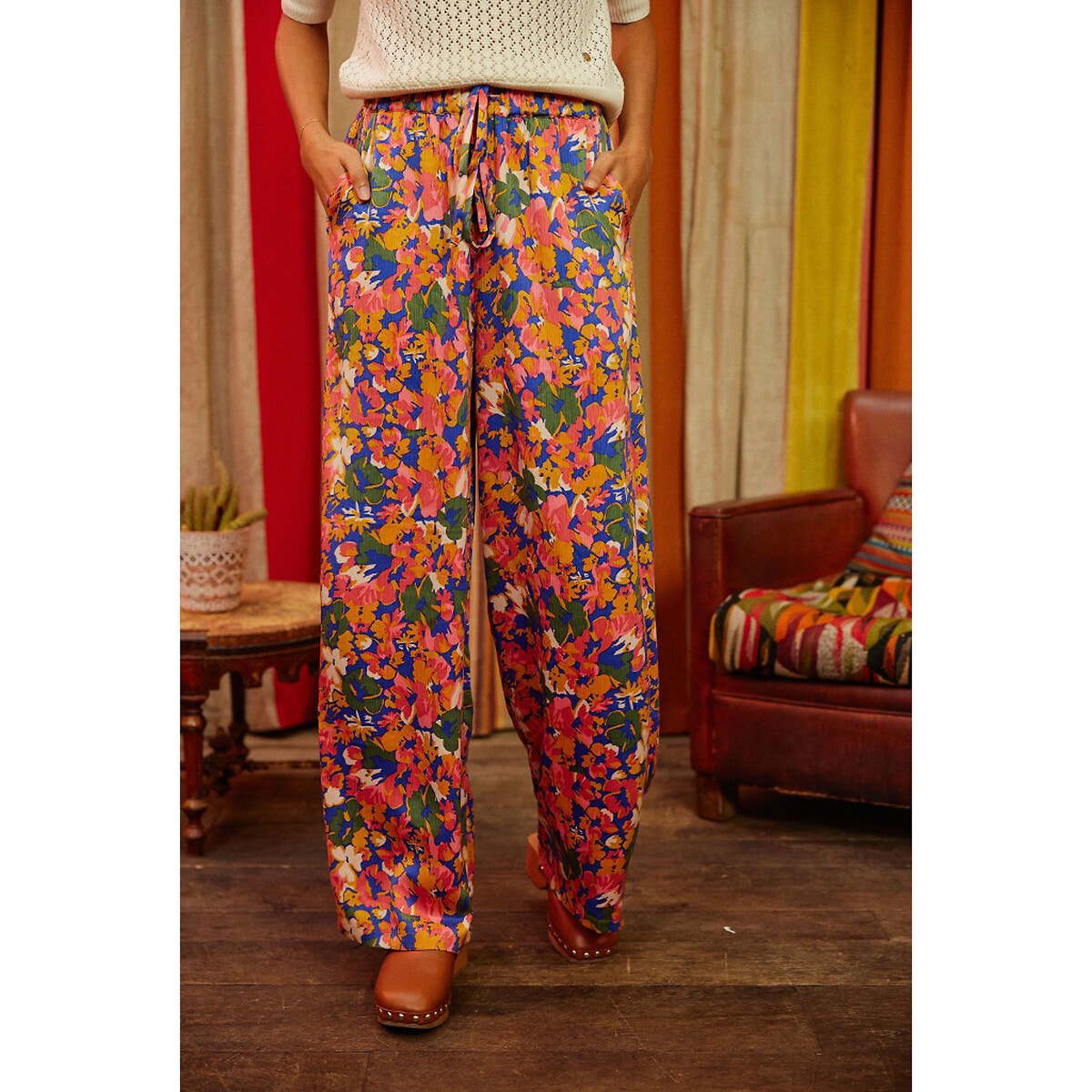 Pantalon a fleur femme new arrivals