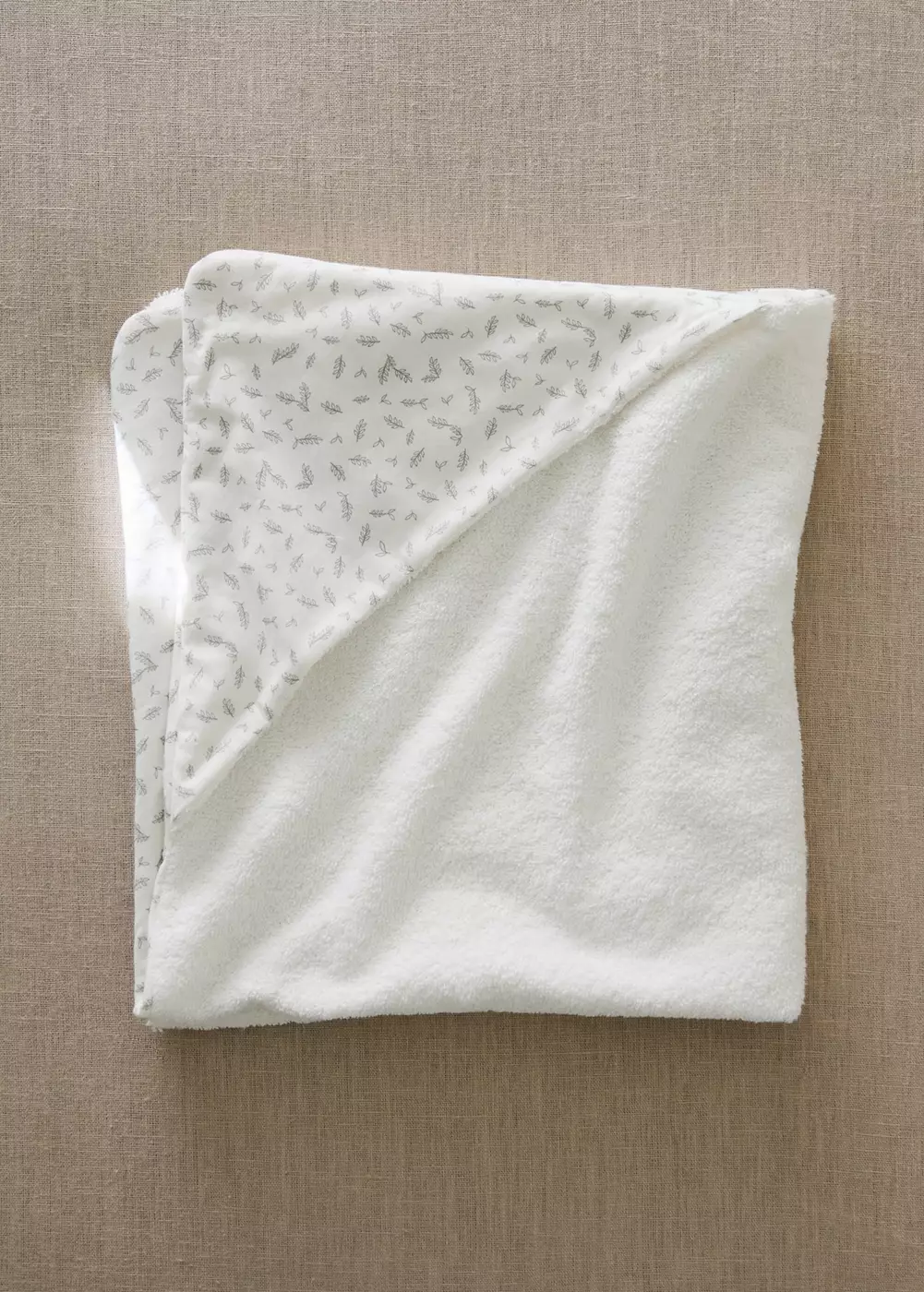 Peignoir à capuche en coton imprimé, MANGO HOME