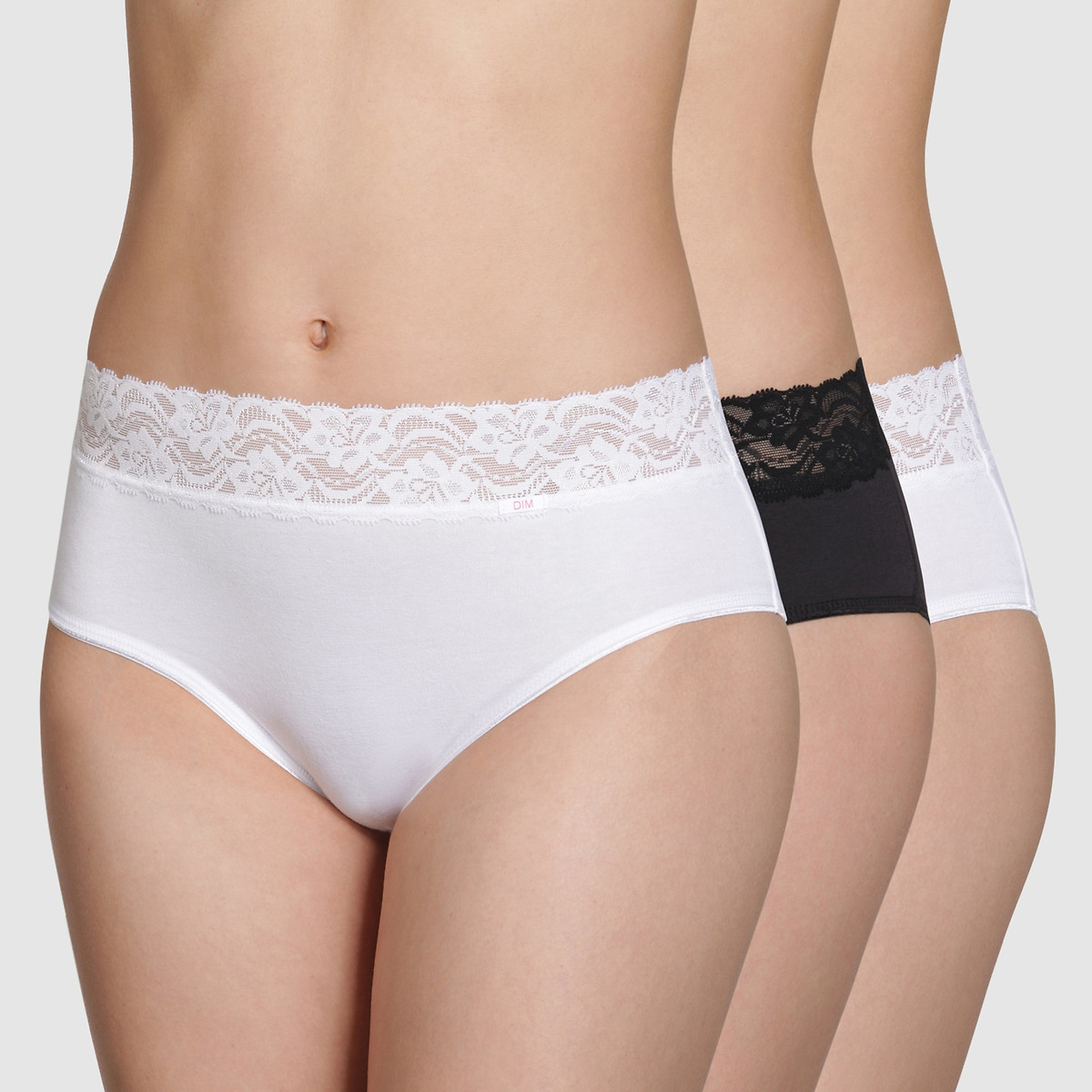 Pack of 3 Feminine Maxi Knickers in Stretch Cotton