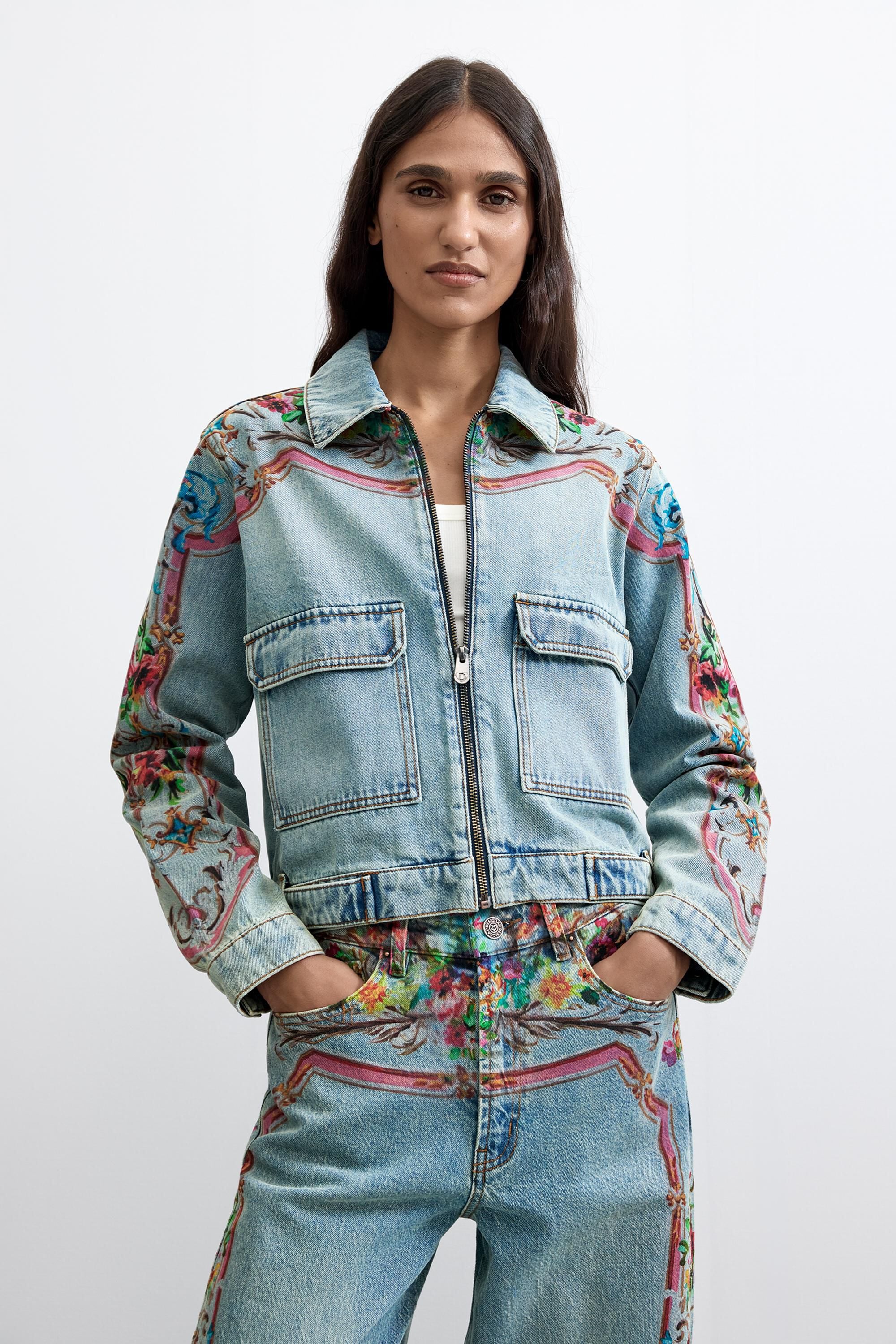 Veste en denim imprimée 100 % coton, DESIGUAL