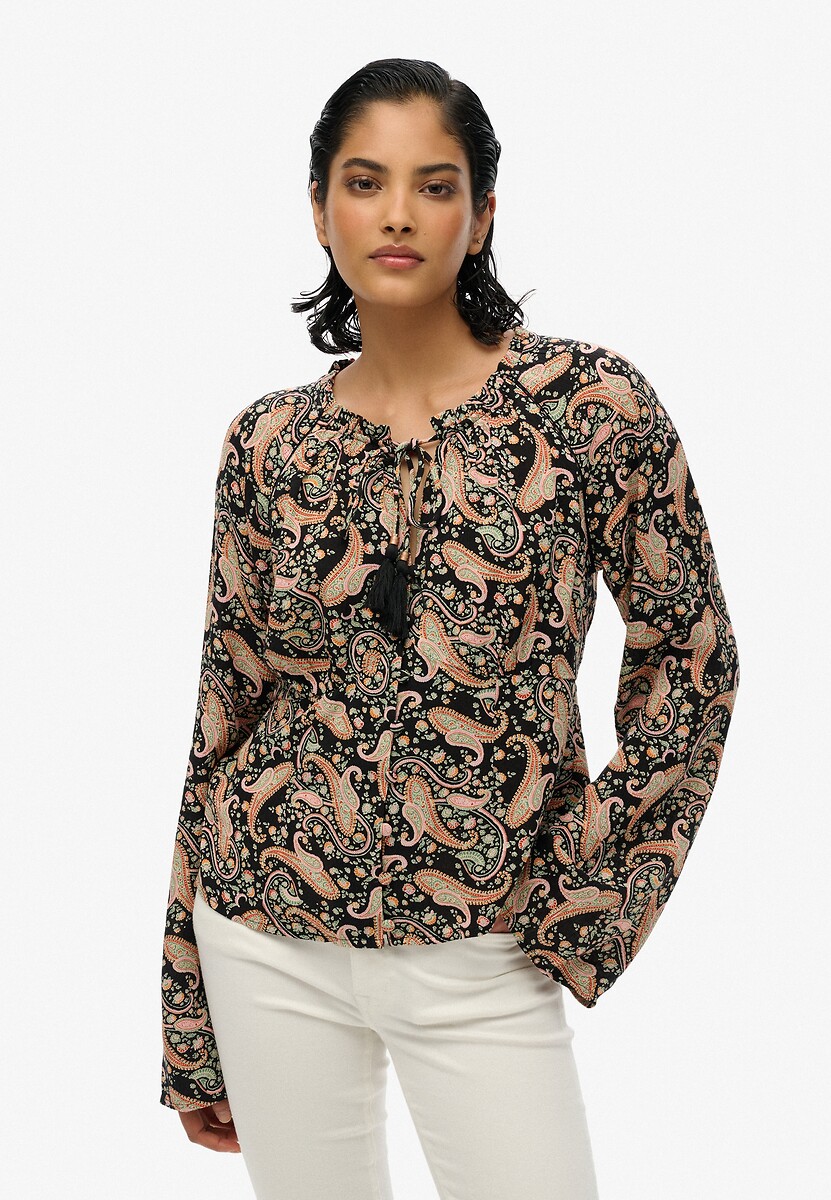 Blouse imprimée à manches longues, SUPERDRY