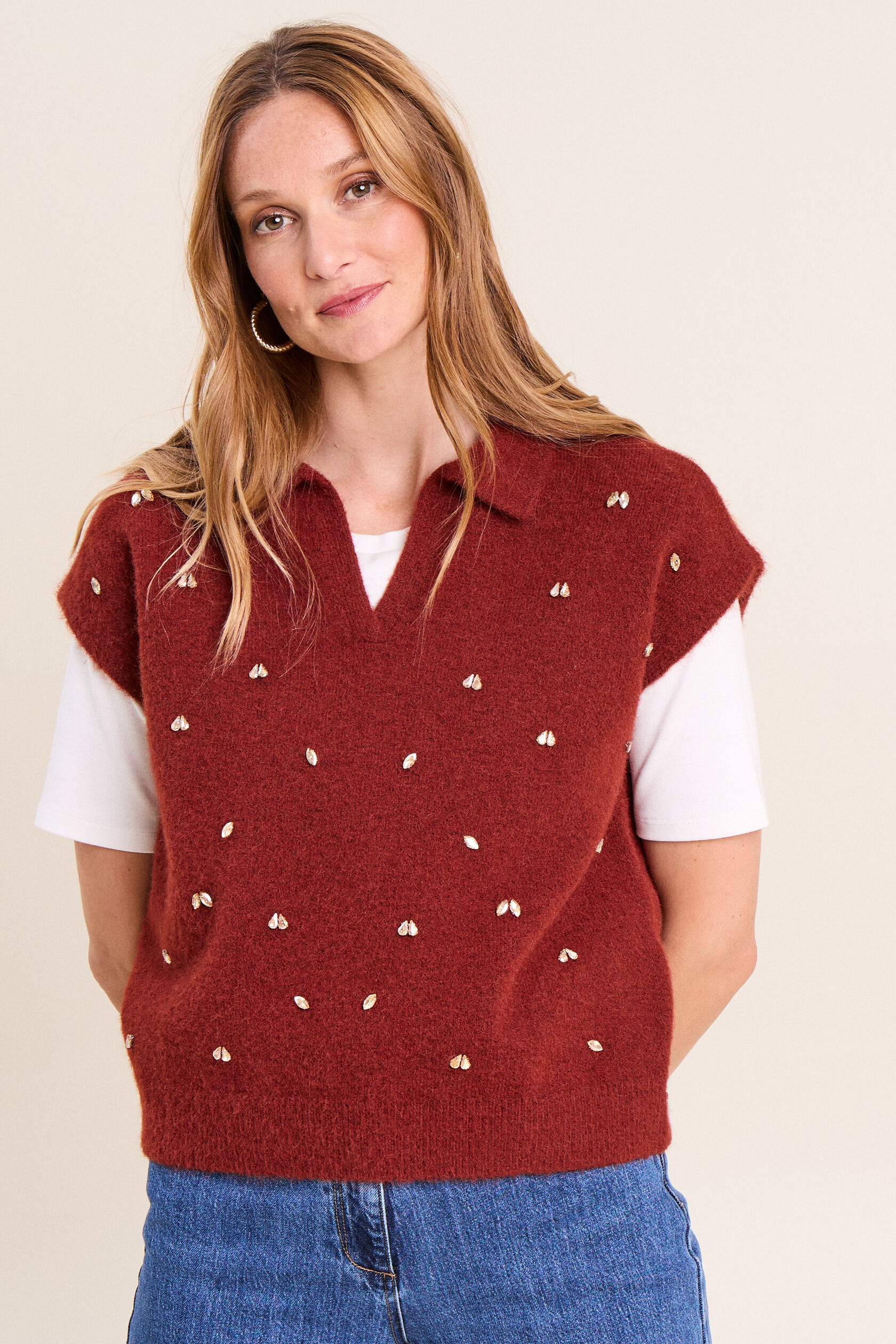 Pull sans manches col chemise, BREAL
