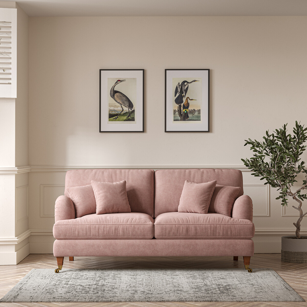Emeline Soft Brushed 3 Seater Sofa with Castor Legs, ÉDITÉ