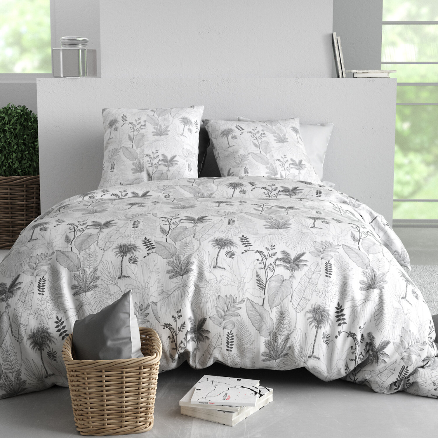 Paure coton imprimée couette et 2 taies, MERIGOLD, ATELIER DU COTON